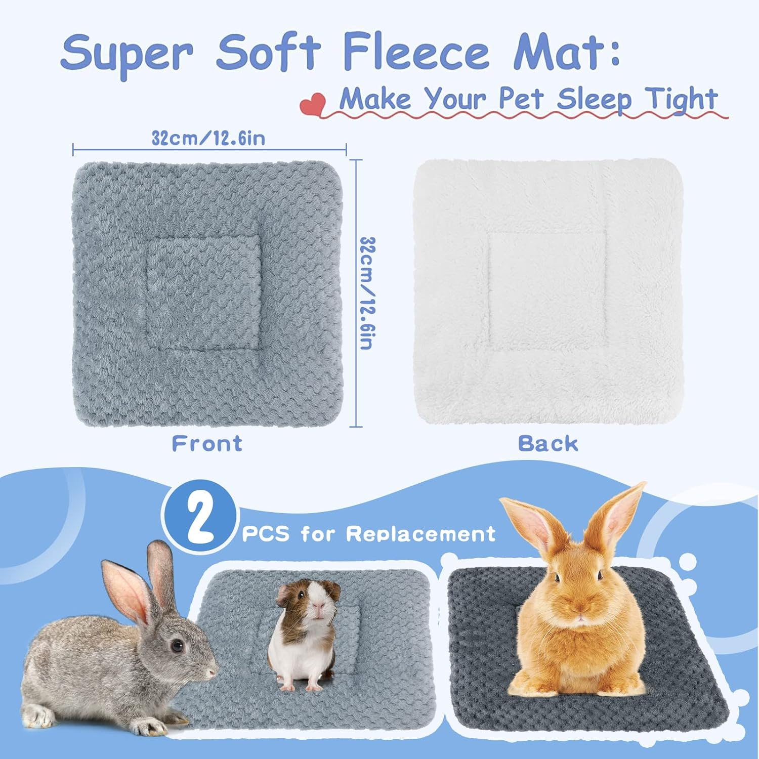 Small Animal Plush Bed Pack of 2 Warm Fluffy Puppy Blanket Fleece Rabbit Guinea Pig Cushion Bed Sleeping Mat for Puppy Dog Kitten Rabbit Chinchilla Squirrel Hamster 30 X 30 Cm image number 4