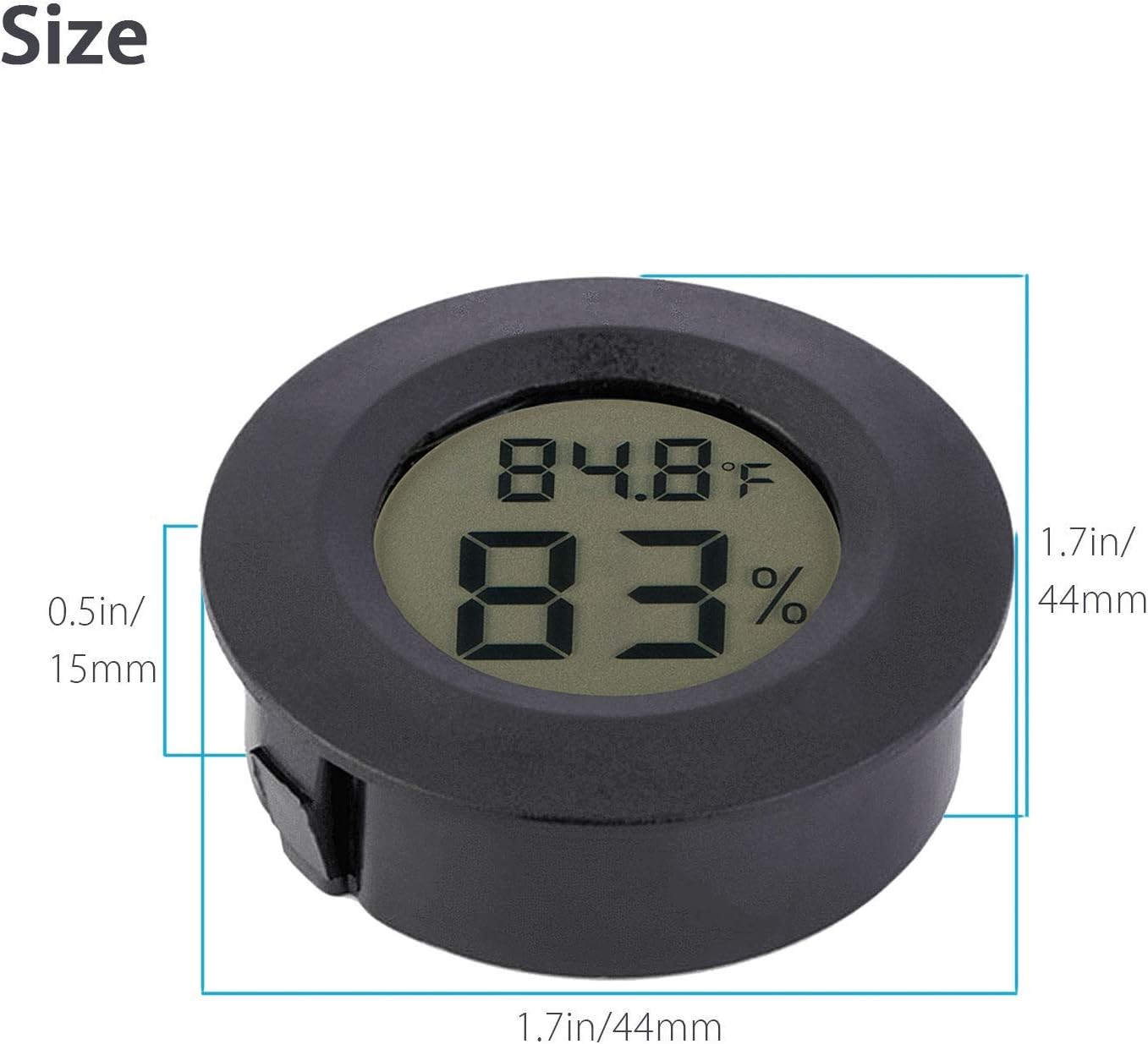 Eeekit 6-Pack Hygrometer Thermometer Digital LCD Monitor Indoor Outdoor Humidity Meter Gauge for Humidifiers Dehumidifiers Greenhouse Basement Babyroom, Black Round, Measure in Fahrenheit/Celsius image number 4