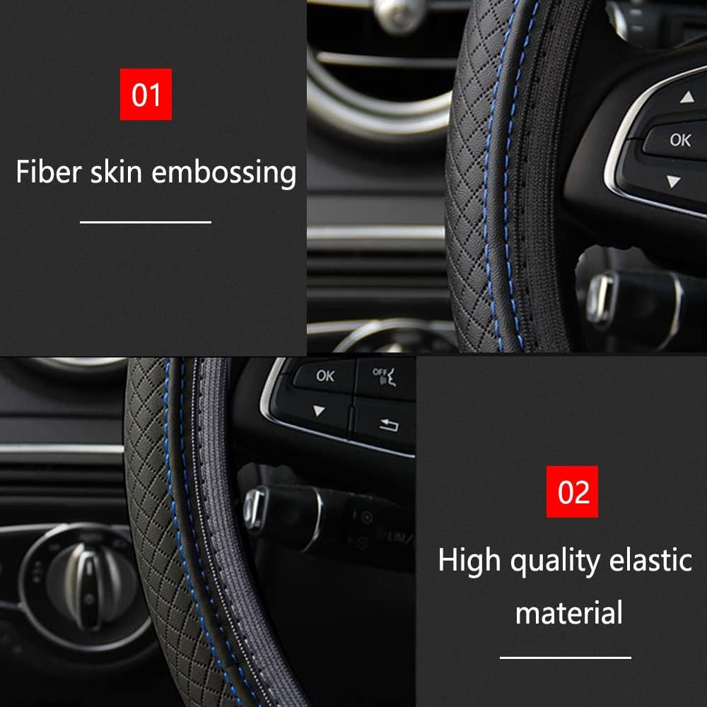 Car Steering Wheel Cover, Steering Wheel Cover for Men and Women, 15 Inch Microfiber Leather Auto Steering Wheel C Over, PU Leather Car Steering Wheel Cover Fit for Most Cars, Suvs, Trucks image number 4