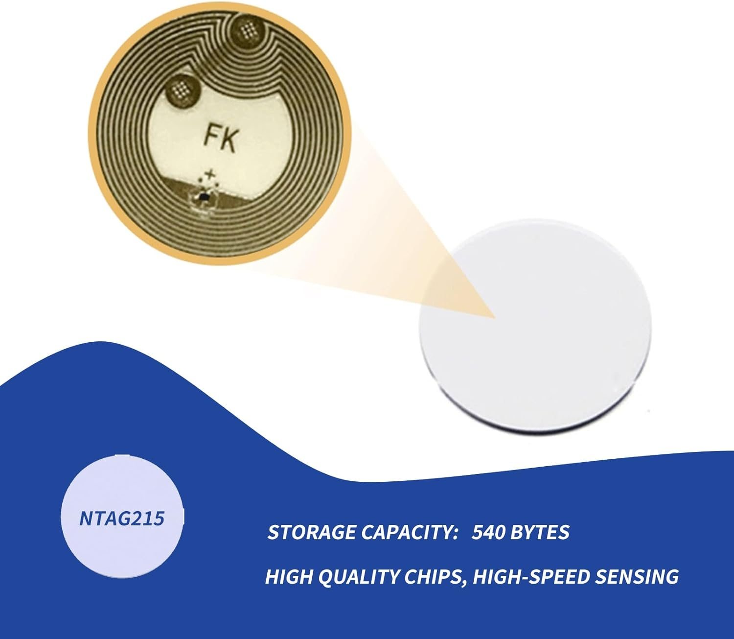 50 Pcs NFC Stickers Tags, NFC Cards with Adhesive Back, 25Mm round Rewritable NFC Cards, 504 Bytes Memory Compatible Tagmo NFC Enabled Mobile Phones image number 6