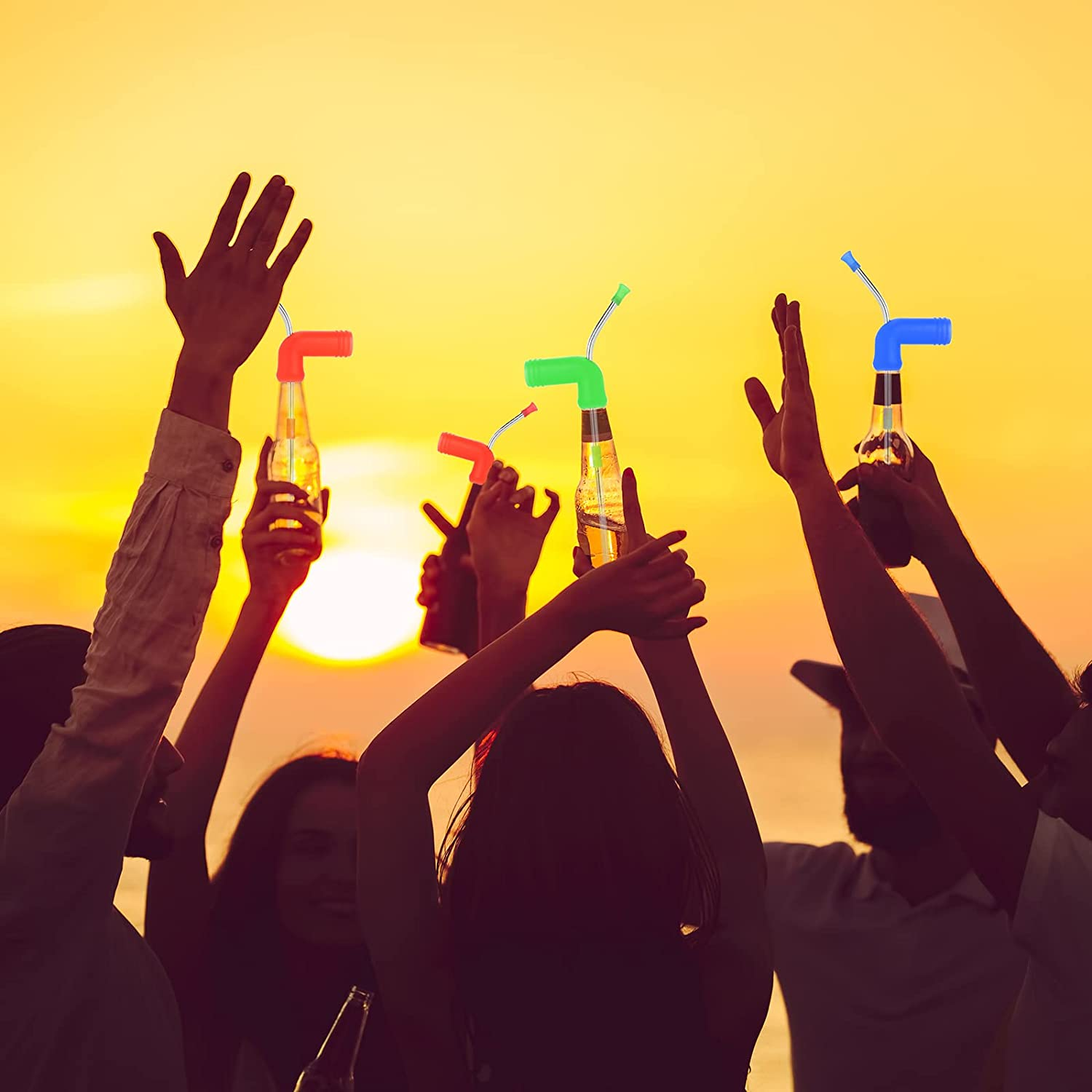 Beer Snorkel Funnel, Beer Bottle Chugger, Chug a Beer in 4 Seconds Flat, Made of Stainless Steel & Flexible Silicone, Perfect for House Parties, Tailgating, Bachelor Parties image number 4