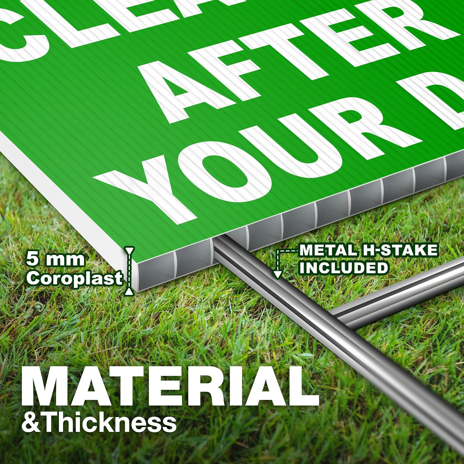 2 Pcs Clean up after Your Dog Signs - DOUBLE SIDED 8" X 12" No Dog Poop Signs for Yard Plastic - Curb Your Dog Sign - Pick up after Your Dog Sign - No Dog Poop Signs for Yard - Dog Signs No Pooping image number 3