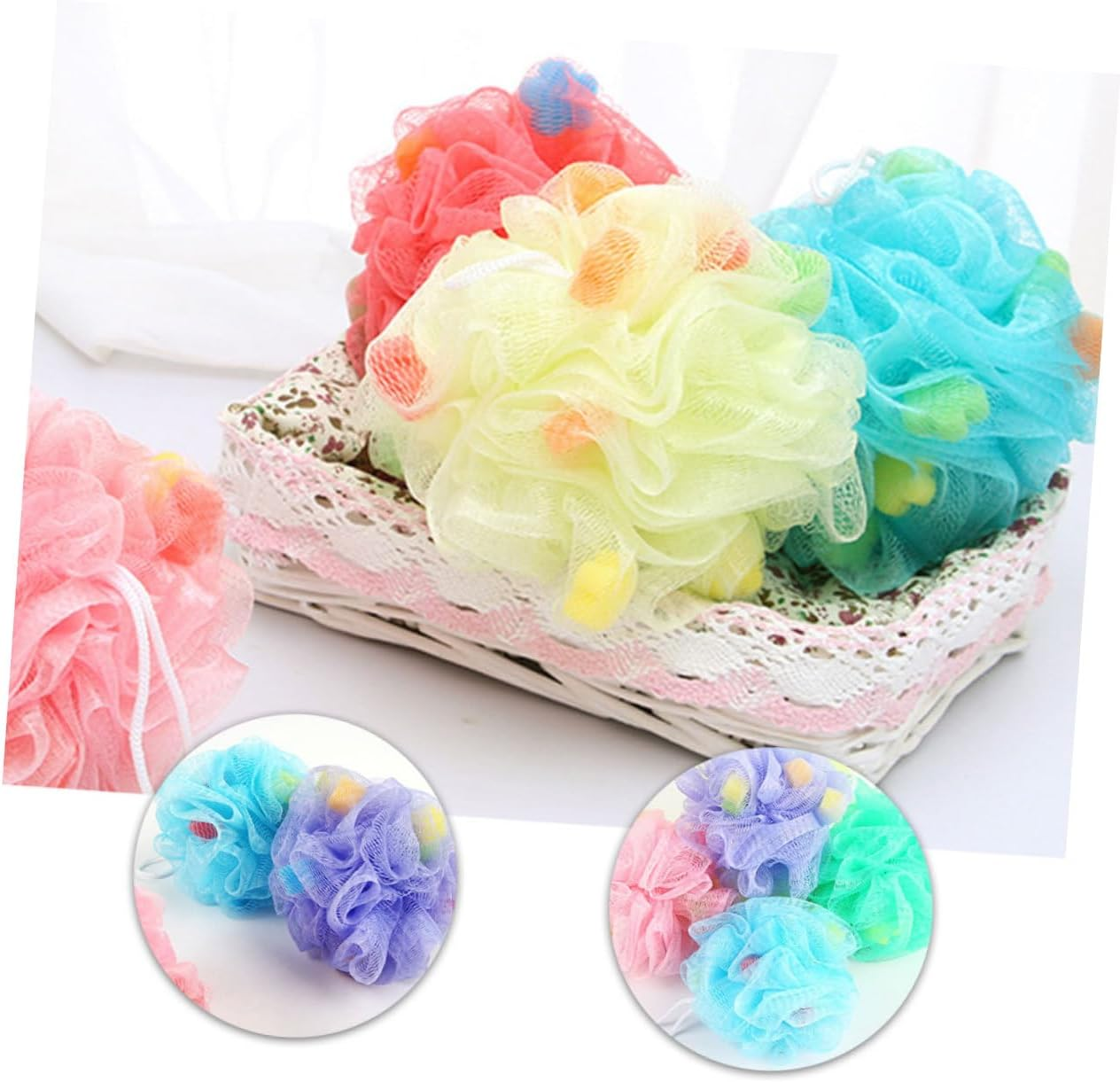 8Pcs Bath Ball Sponge Shower Sponge Ball Bubble Making Net for Bathing Shower Puff Large image number 1