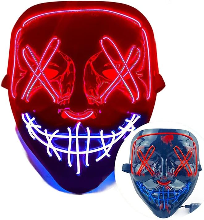 Costume Bay LED V Mask with Multiple Light Effects, Ideal for Parties, Festivals, Halloween, and Themed Events. Vibrant Colors and Glowing Effects That Make You Stand Out.