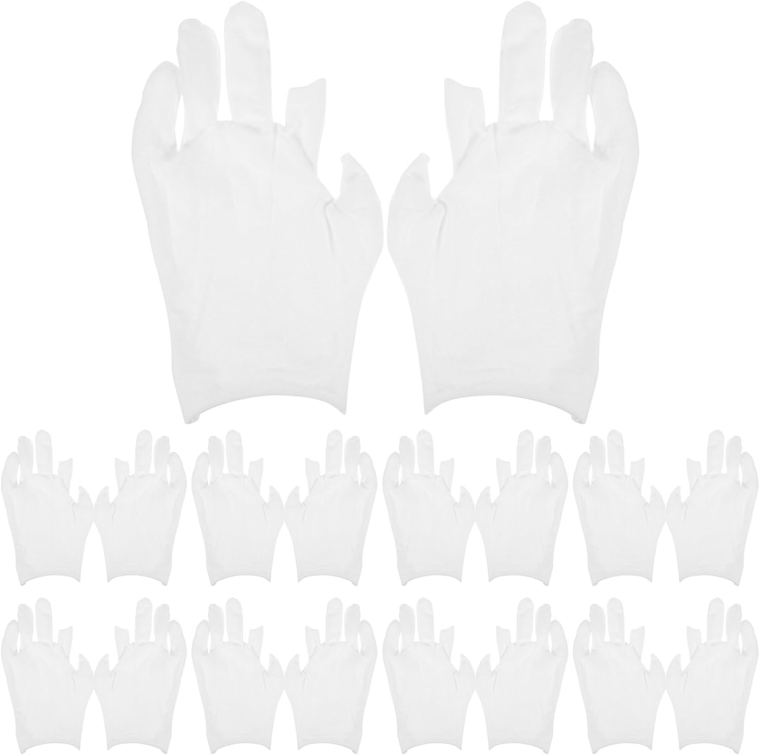 Moisturizing Gloves Overnight, 12 Pairs Fingerless Cotton Gloves for Dry Hands White Cotton S for Men Women Washable Spa Inspection S image number 3