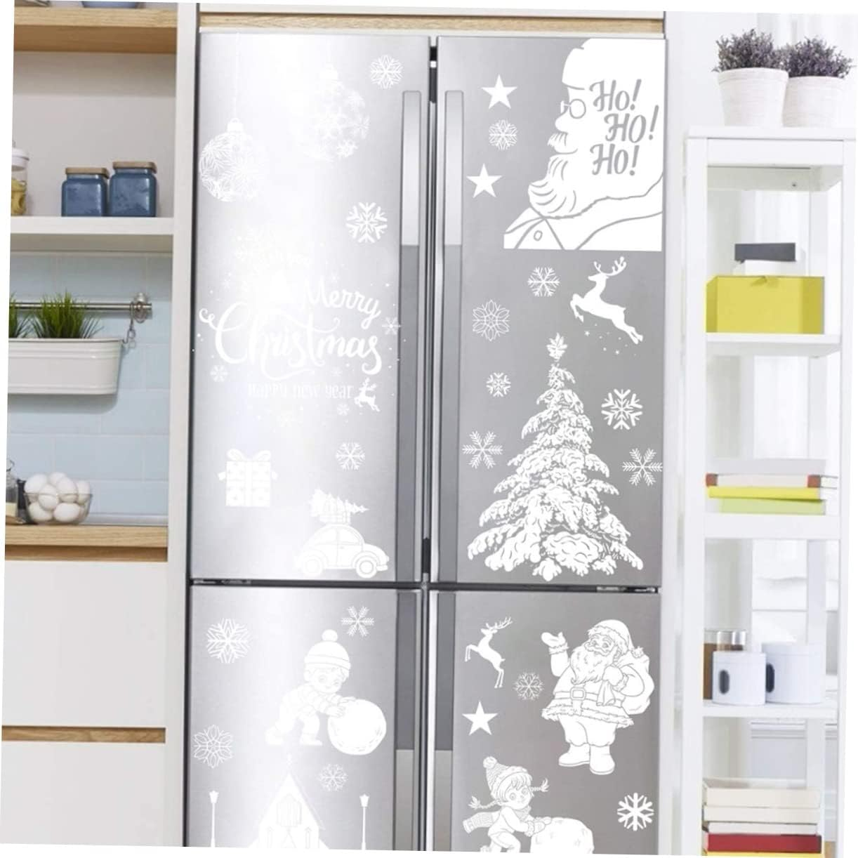 GARVALON 9Sheets Lovely Christmas Tree Snowman Elk Santa Stickers DIY Window Sticker Xmas Printing Wall Decors image number 2