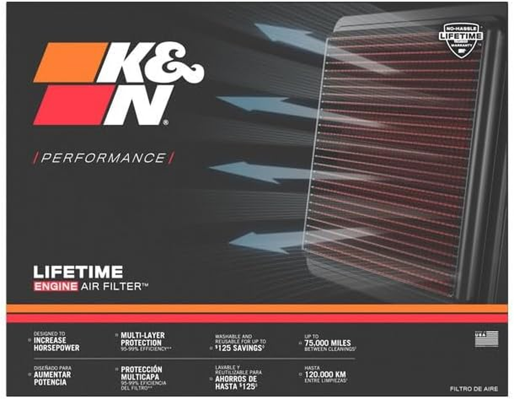 K&N 33-2284 Panel Air Filter for 2003-2011 Mazda RX-8 1.3L Models