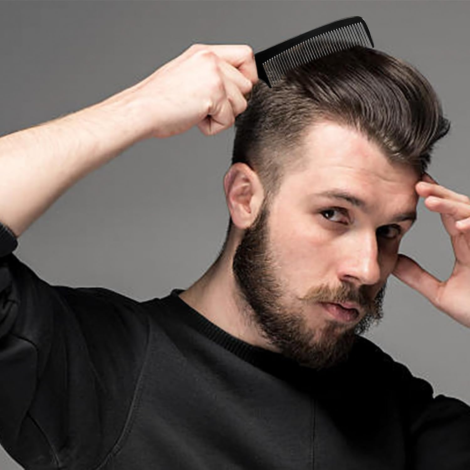 CGBARBER 4 Types Aluminum Hair Combs for Cutting Stainless Steel Hair Tail Metal Comb (Black) - Rose Gold image number 4