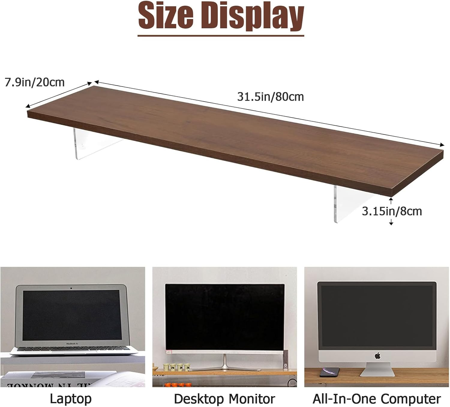 Monitor Stand Riser,Wood & Acrylic Computer Monitor Stand,Desk Organizer Accessories,Multifunctional Desktop Organizer Stand for Laptop, PC, Computer, Printer(Maple)