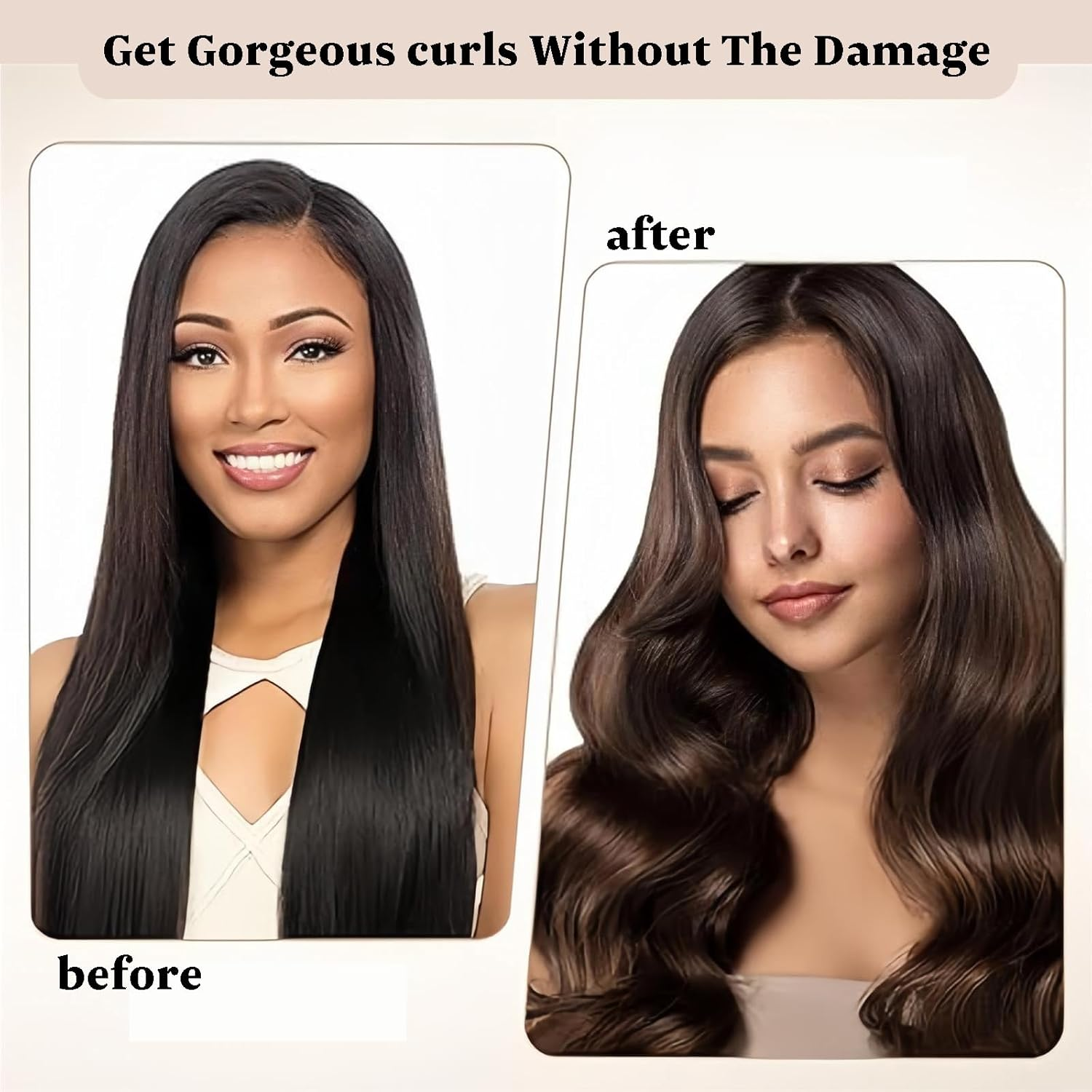 Heatless Hair Curler Curling Rod Headband, Sleep Overnight Heatless Curling Rollers Set Styling Tools for Women Girls, 4 Pack Beige Curling Rods with One Silk Head Scarf image number 6