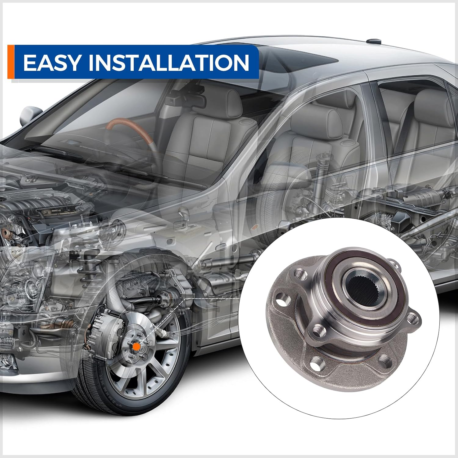 PAROD 513253 2PCS Front Wheel Bearing Hub Assembly Fit for Audi A3 Quattro Q3 TT 12-18 VW Beetle 09-17 CC 07-16 Eos 10-14 Golf 12-13 Golf R 10-14 GTI 05-18 Jetta Passat 08 R32 Rabbit Tiguan W/Abs image number 2