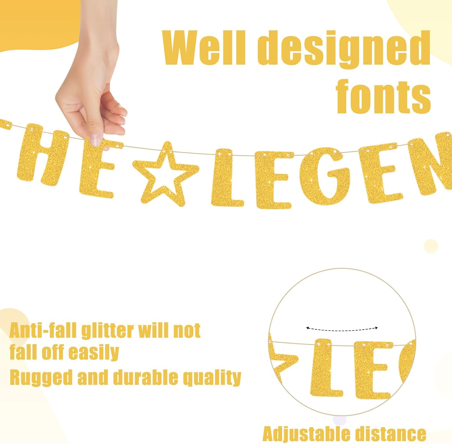 The Legend Has Retired Banner, Glitter Retirement Party Banner Retirement Garland Retirement Decorations Supplies Gifts for Men & Women (Golden) image number 6