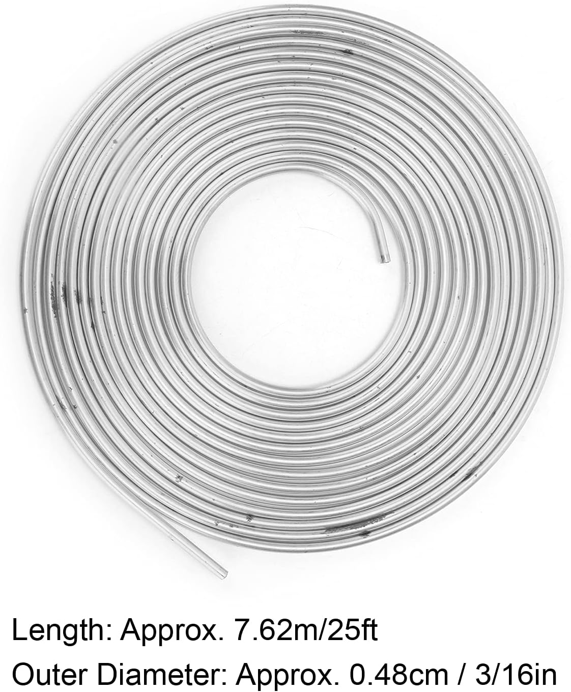 25Ft Brake Line Tubing, Copper Nickel Plated, 3/16In OD with Fittings, for Hydraulic Braking Fuel System, Silver image number 6