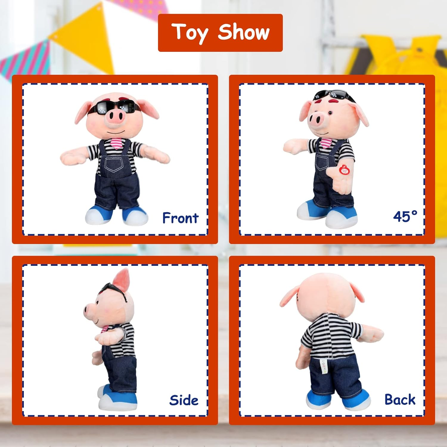 Musical Stuffed Pig Animal Singing Dancing Pig Plush Toy Electronic Interactive Plush Toy image number 4