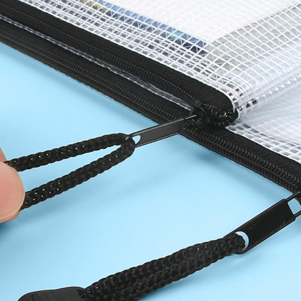 8 Pcs Zip File Bags, Transparent Mesh Zip Pen Pouch, A6 Size Zipper Bag, Multipurpose for Travel Storage, Office Appliances and Home Organize image number 3