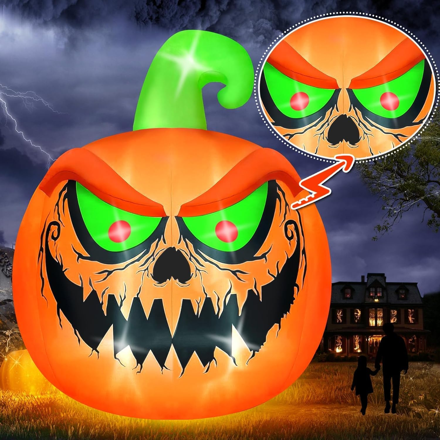 EBANKU 15 FT Giant Halloween Inflatable Pumpkin Outdoor Decorations Blow up Yard Build-In Leds for Halloween Outdoor Indoor Garden Lawn Yard Party Decor