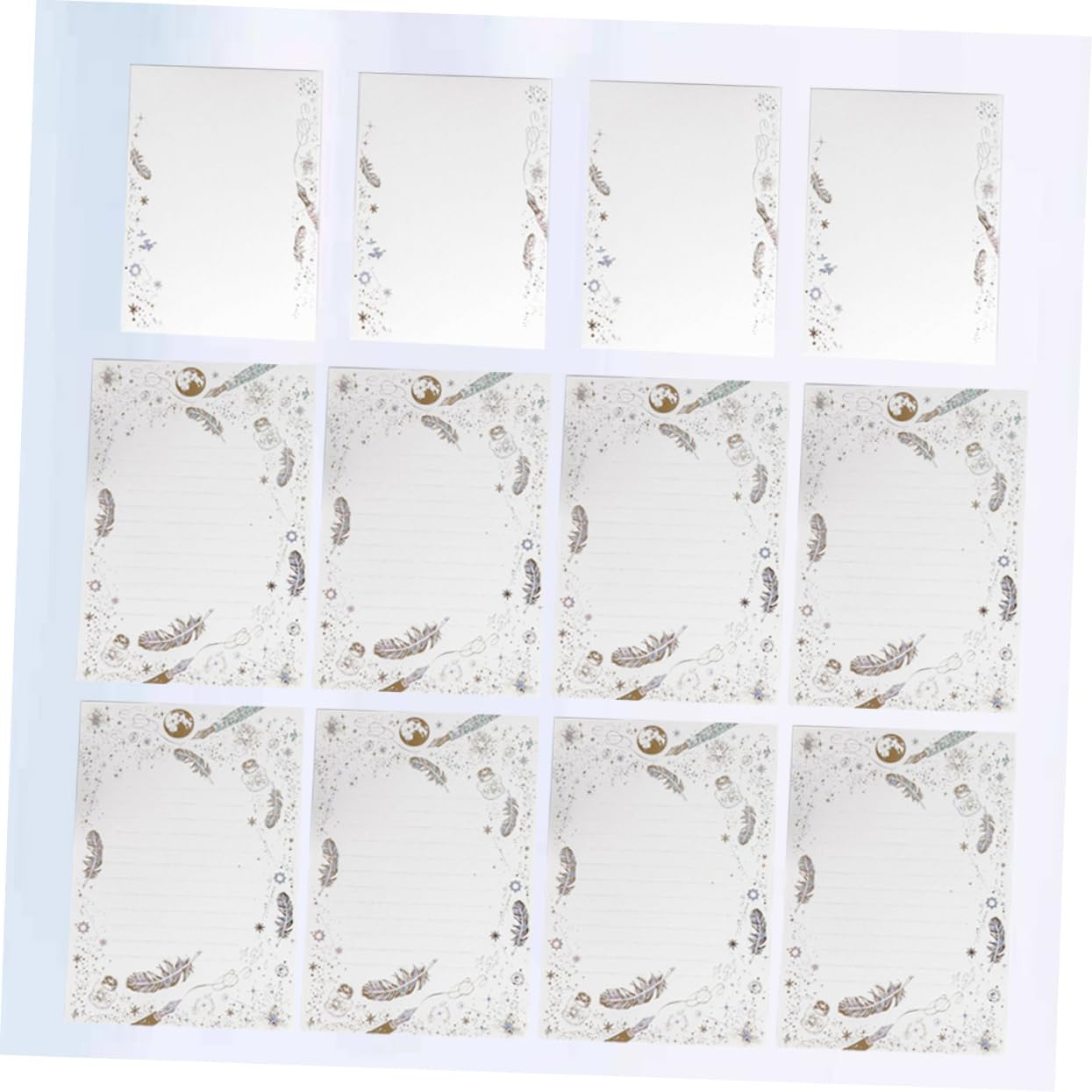 Operitacx Hot Stamping Quill Pattern Letter Paper Envelopes Set Kraft Paper for Holiday DIY Writing Christmas Stationery image number 1