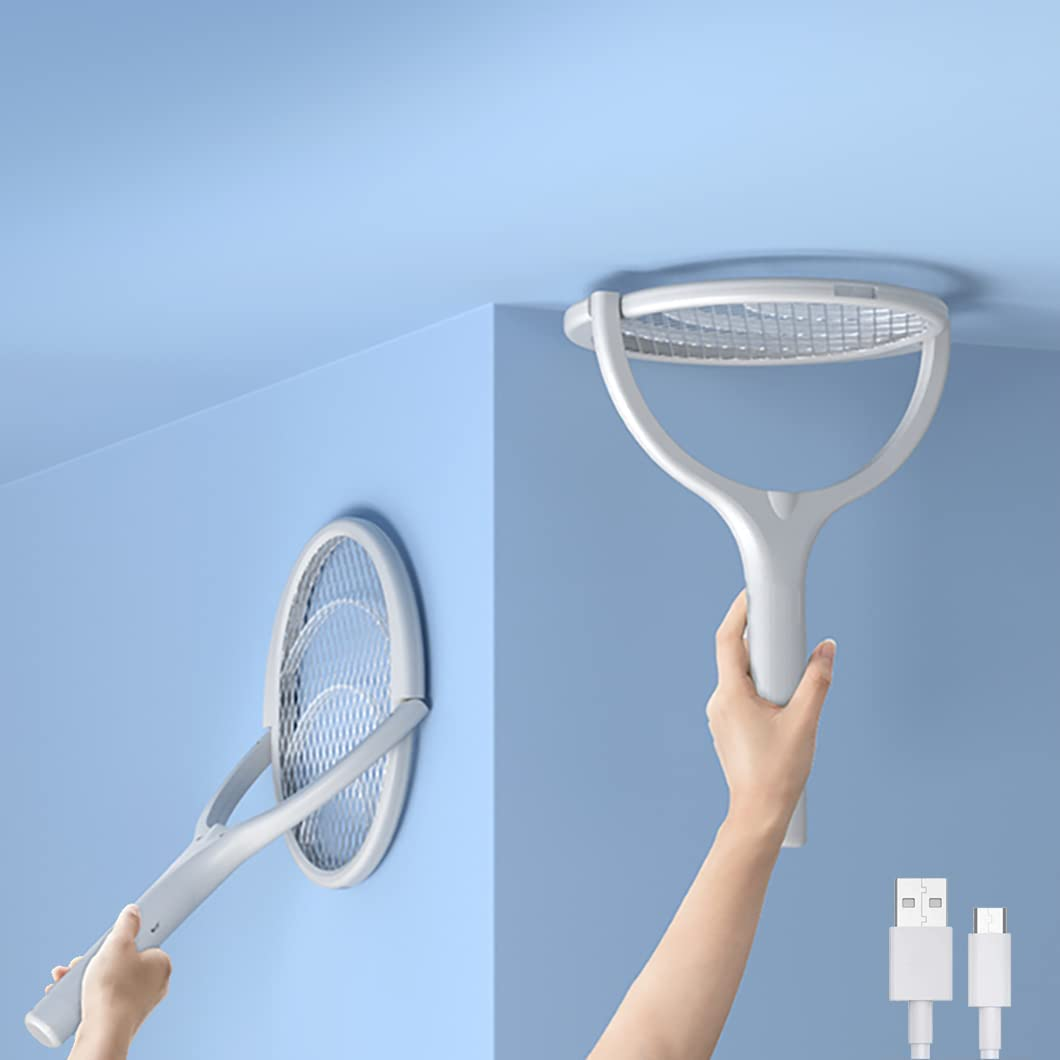 Bug Zapper, Mosquito Killer USB Rechargeable Electric Fly Swatter (White) image number 1