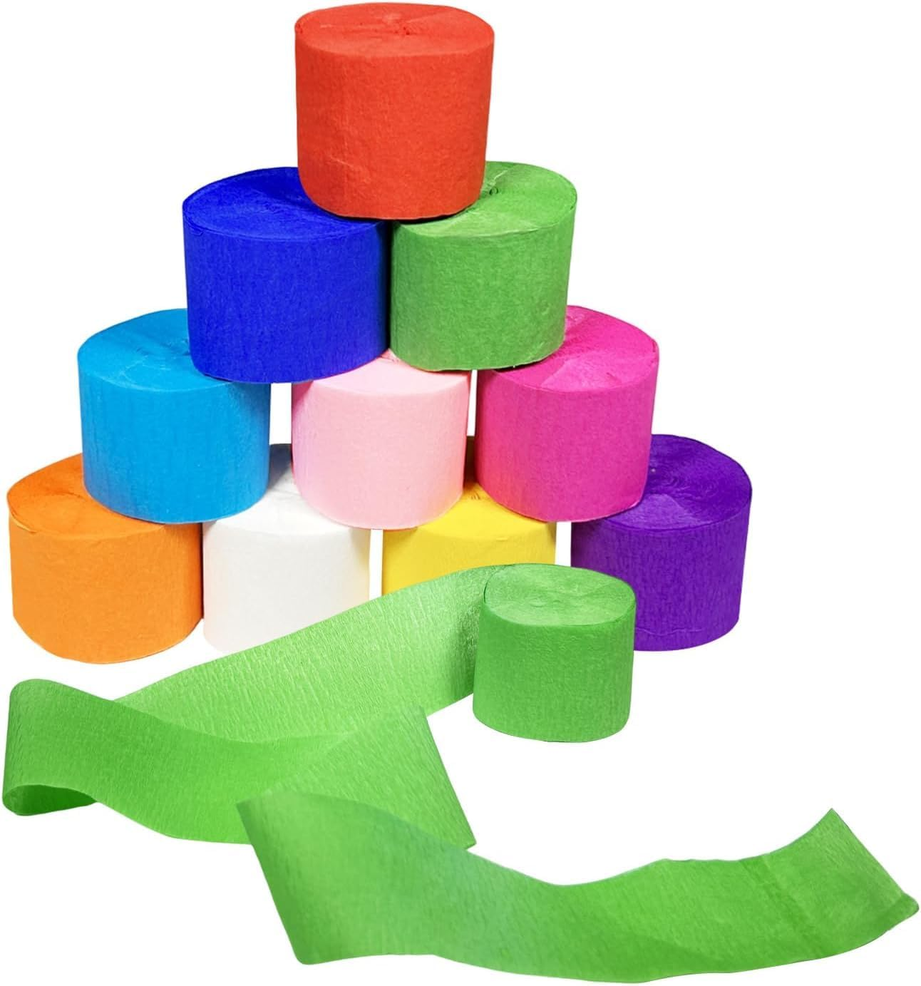 Rainbow Streamers Party Decorations Streamer, 10Pcs Crepe Paper Streamer Hanging Rainbow Streamers