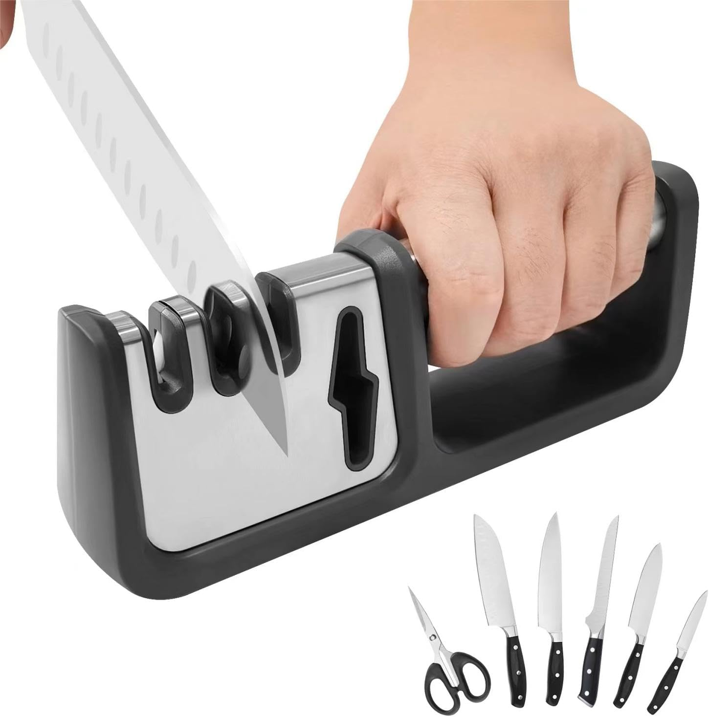 Knife Sharpener for Kitchen Knives,Professional 4 in 1 Knives Sharpeners for Scissors Knives Sharpening (8.8 Inch) image number 1