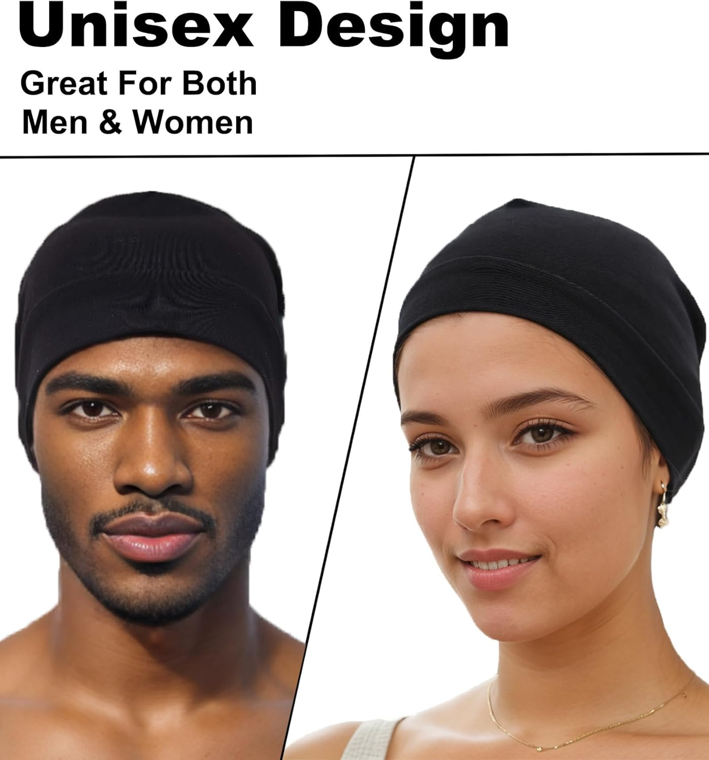 3 Pieces 100% Cotton Skull Caps Beanie for Men Women Lightweigt Night Cap Sleep Hats Breathable Helmet Liner image number 4