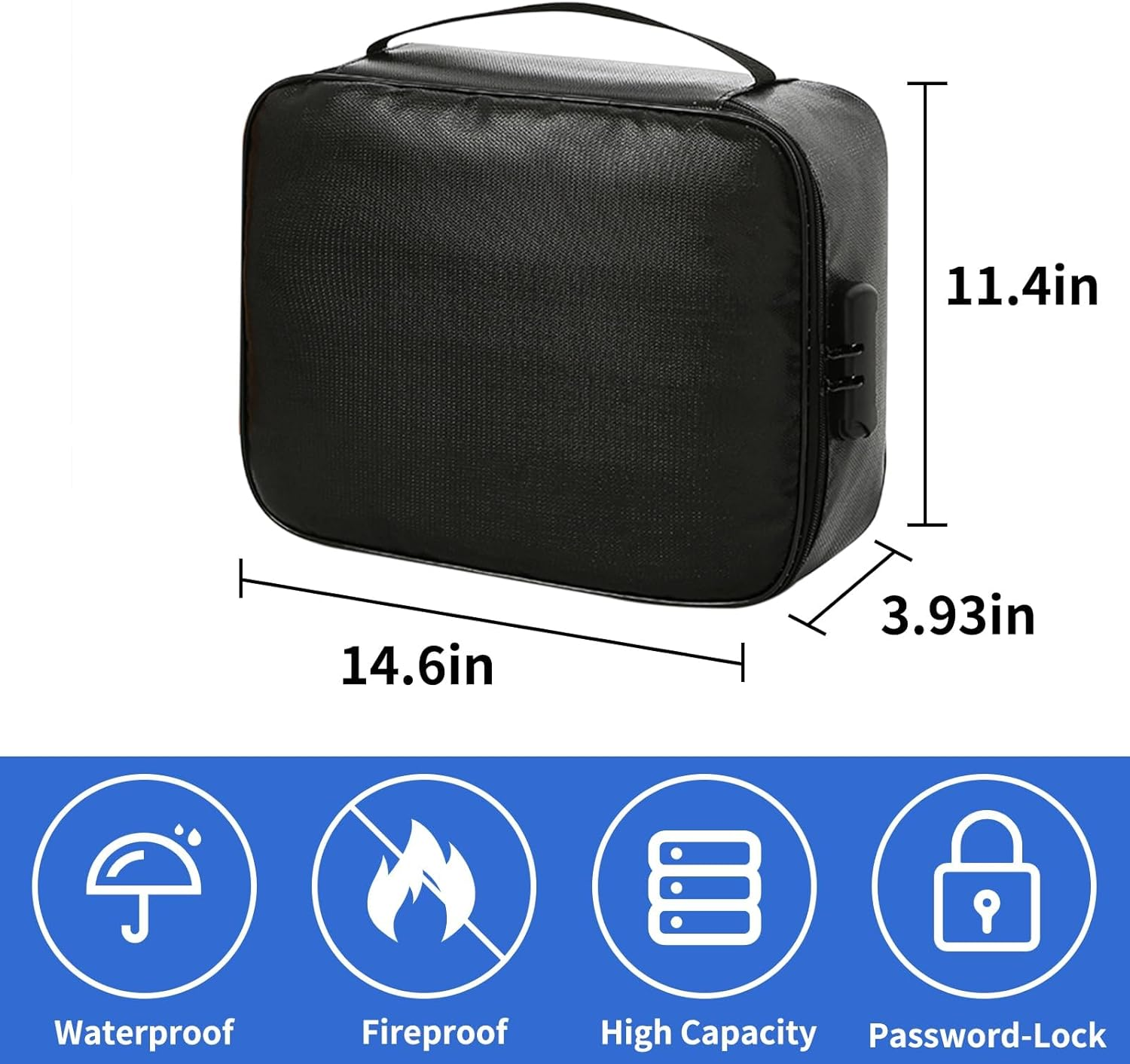 Fireproof Document Bag with Lock - Safe Box Fireproof Waterproof,Fireproof Safe Document Organizer for Travel, Fireproof File Storage Bag with Lock 28 * 37 * 10Cm image number 6