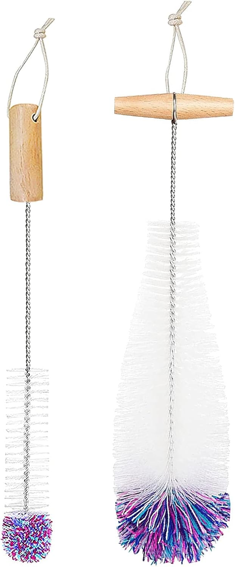 Bottle Brush for Sodastream Glass Bottles, 2 Pack White, Nylon Bristles, Stainless Steel + Nylon, Long Handle image number 5