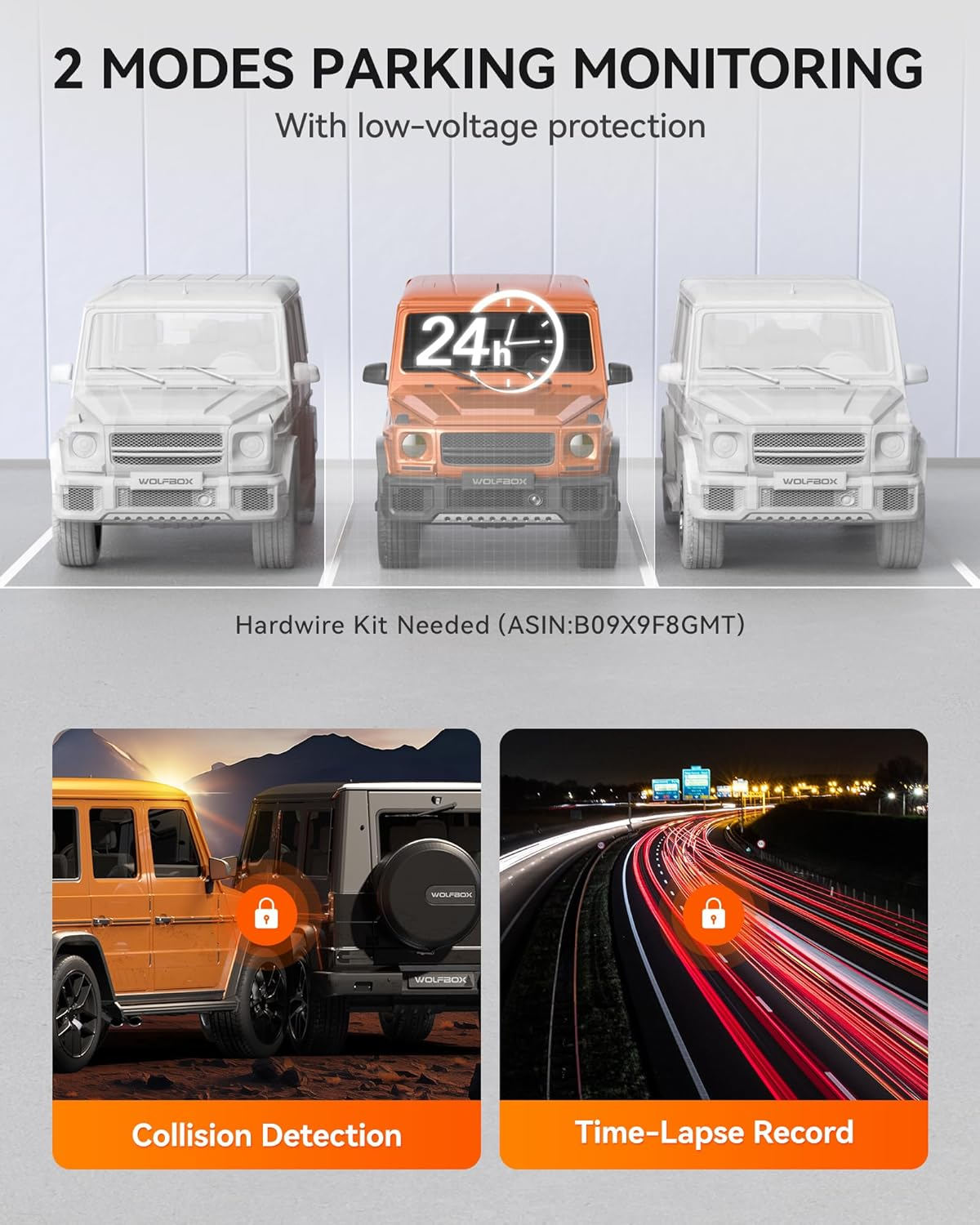 WOLFBOX 12" Rear View Mirror Dash Cam, 4K Mirror Dash Cam with 2.5K Rear Camera, Smart Full Touch Screen Backup Camera for Car, Dash Cam with WDR Camera,Night Vision,Free 64GB Card & GPS image number 6