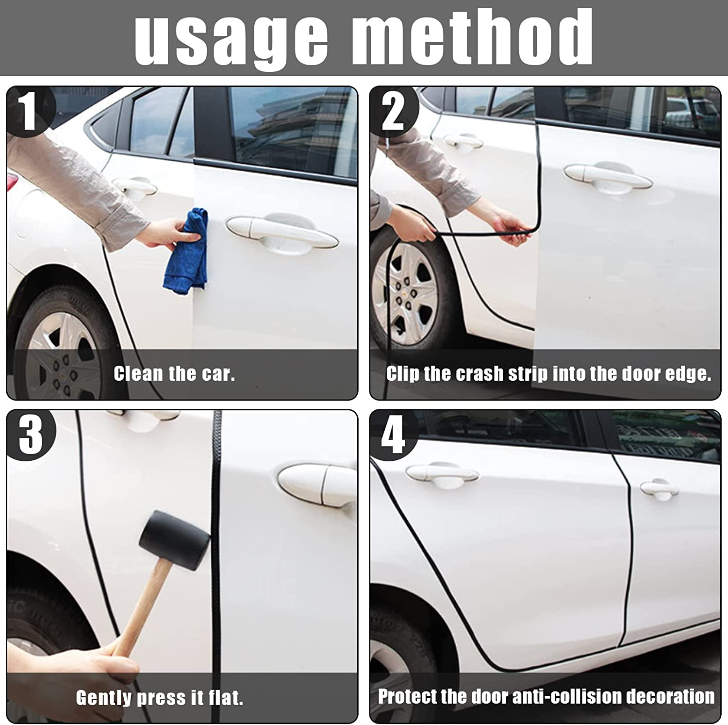 Car Door Edge Guards Strip 33Ft(10M) Universal Rubber U Shape Edge Trim Car Door Edge Protection Seal Lining No Glue, Car Door Edge Protector Anti-Collision for Sedan, Trucks, SUV, ATV, Boats image number 1