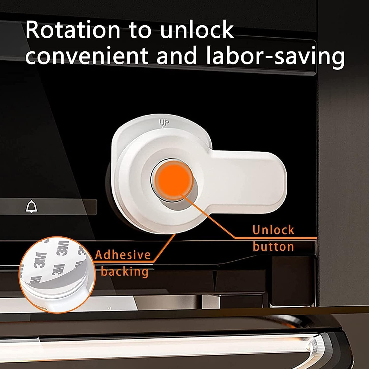 2 Pcs Child Safety Oven Lock, Oven Front Lock, with 3M Adhesive, Easy to Install, 180&deg; Rotated Heat Resistant Kitchen Safety Oven Door Lock for Cabinets, Oven, Drawers, Dishwasher image number 2