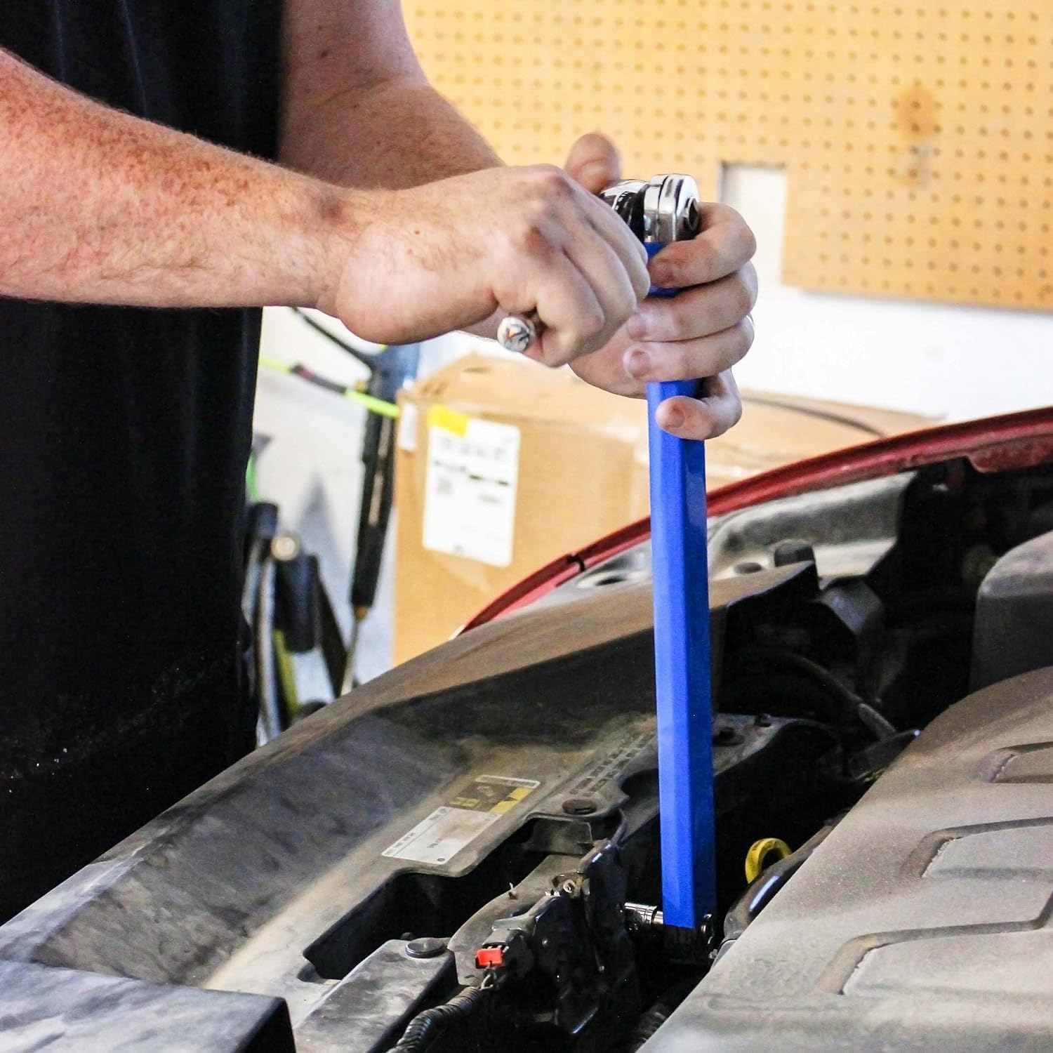 Tight Reach Extension Wrench Set with 1/2", 1/4" and 3/8" Square Drive Adapters，Impact Ready Offset Extension Wrench Non-Swivel Leveraging Ratchet for Small Place image number 2