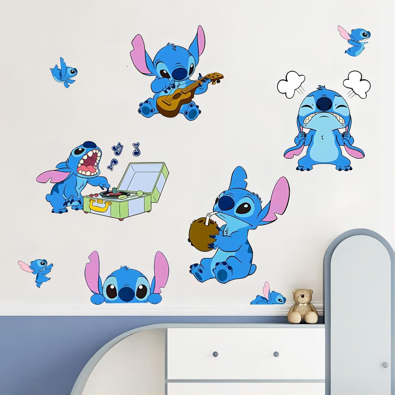 Lilo and Stitch Wall Stickers Disney Cartoon Wall Decals DIY Peel and Stick Vinyl Wall Decor for Kid Girls Boys Bedroom Living Room House Fun (Size: 16&times;24 Inch), CR-51-1 image number 5