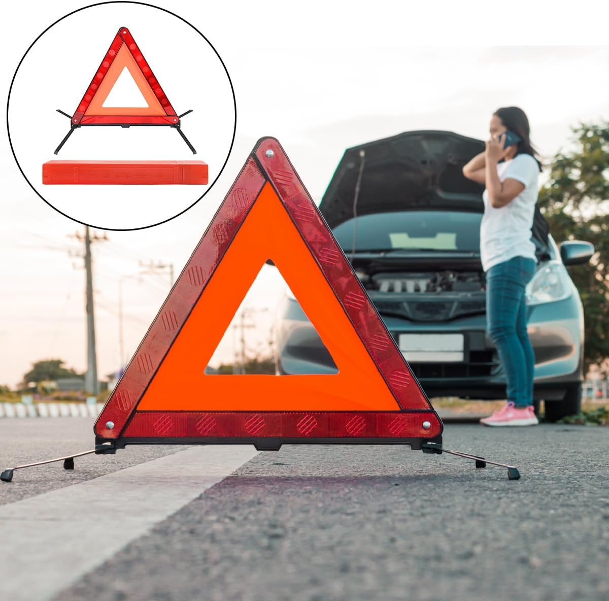 Safety Triangle, Foldable Reflective Warning Frame Triangle, Car Road Reflective Kit (43 X 39Cm) image number 2