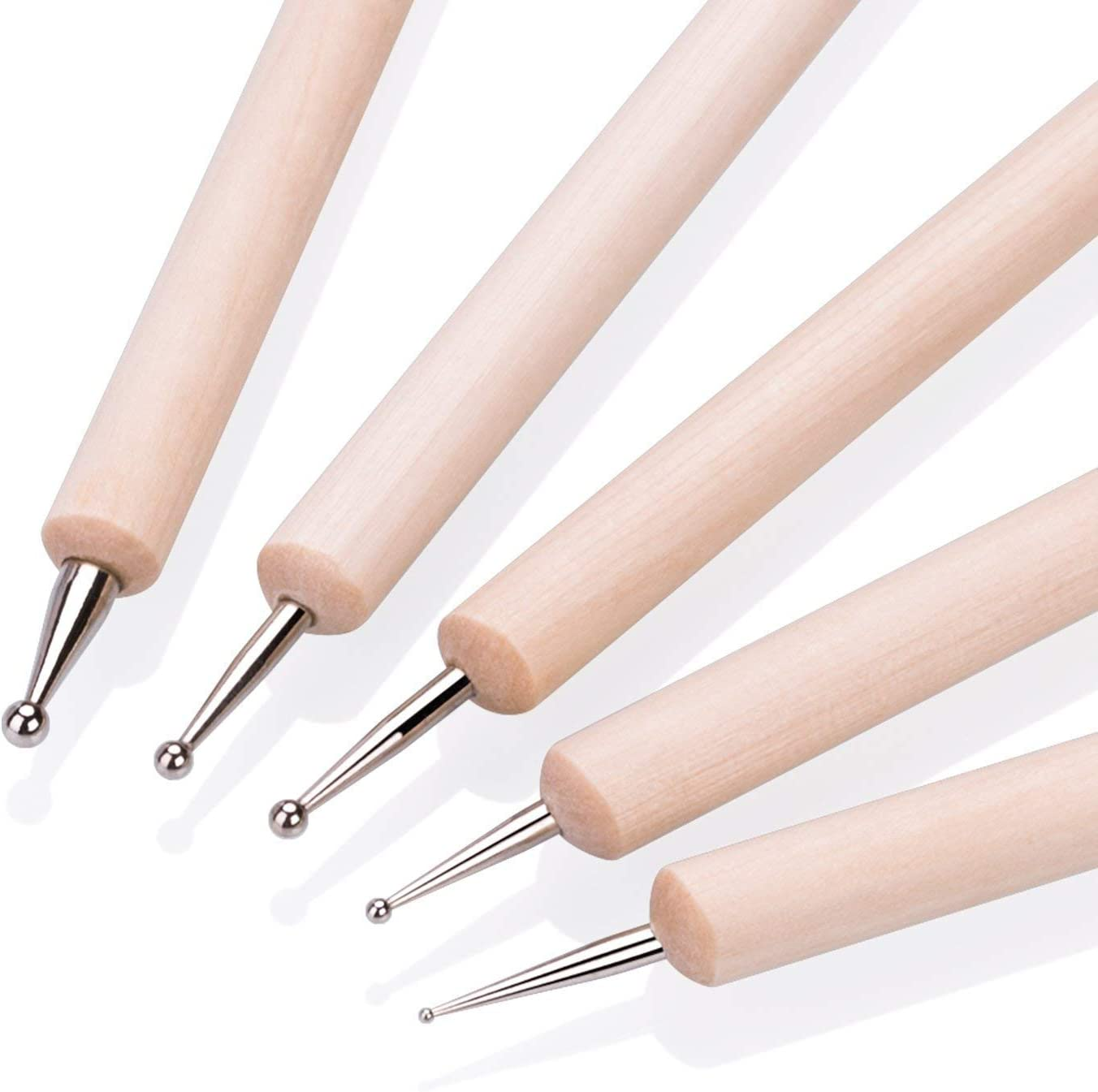 5Pcs Wooden Ball Styluses Tool Set for Embossing Pattern Clay Sculpting, Nail Art image number 6