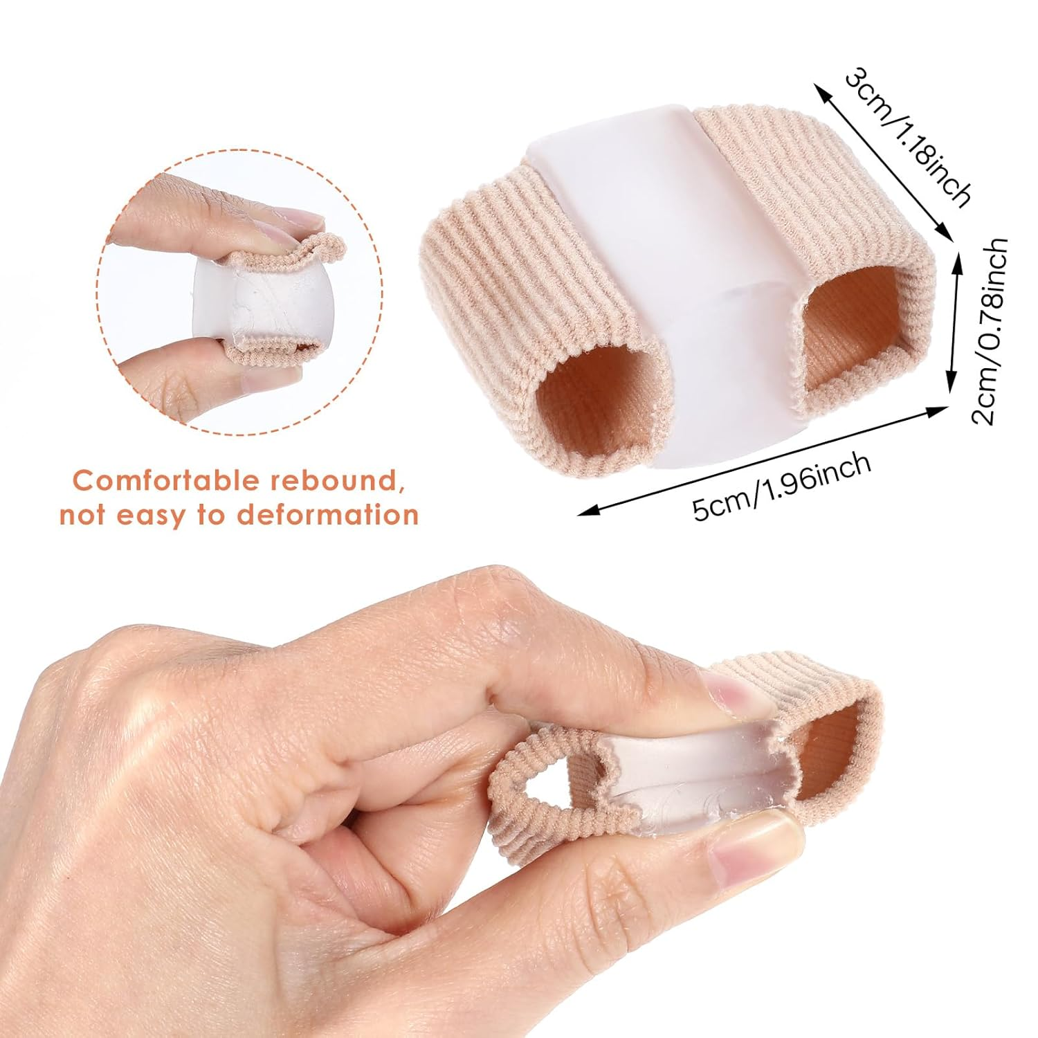2PCS Gel Toe Separators Silicone Toe Spacers Fabric Lining Bunion Correctors Breathable Toe Straightener for Women Men Overlapping Toes Relieve Foot Pain image number 4