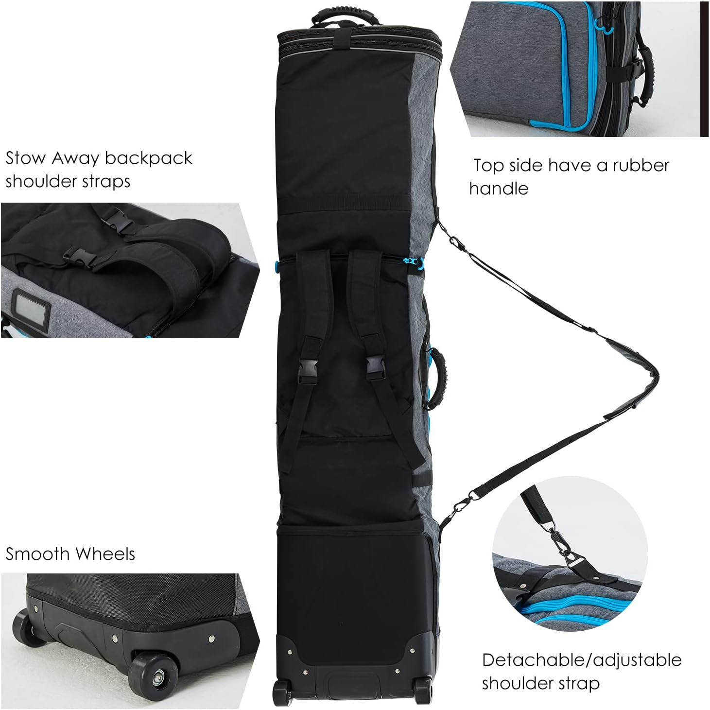 XCMAN Roller Snowboard Bag with Wheels Adjustable Length&hellip; image number 2