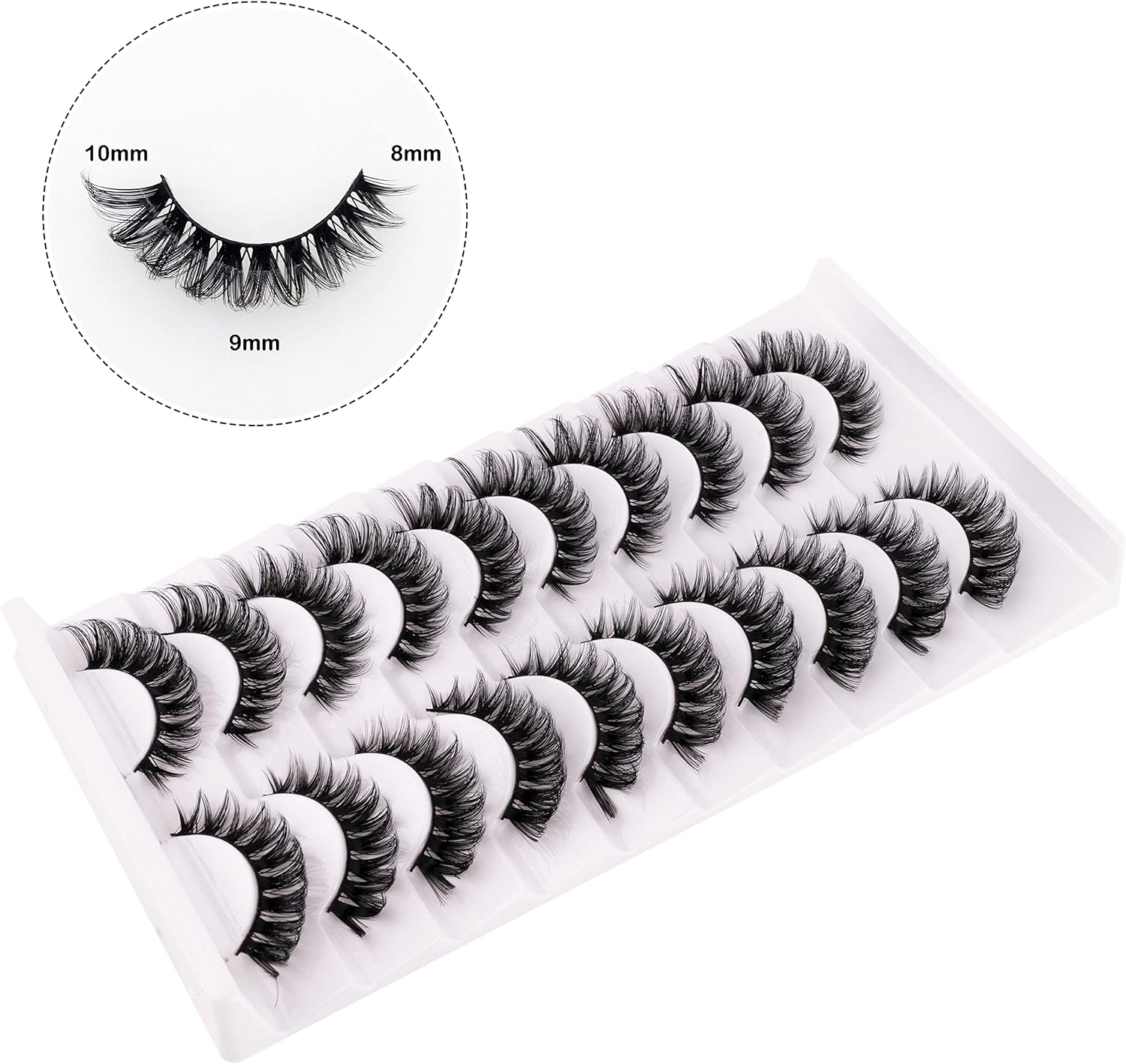 Russian Strip False Eyelashes D Curl Soft Faux Mink Lashes Natural Curly Cat Eye Fake Lashes Extension 10 Pairs Happy Heartbeat(Ic9) - Ic20 image number 6