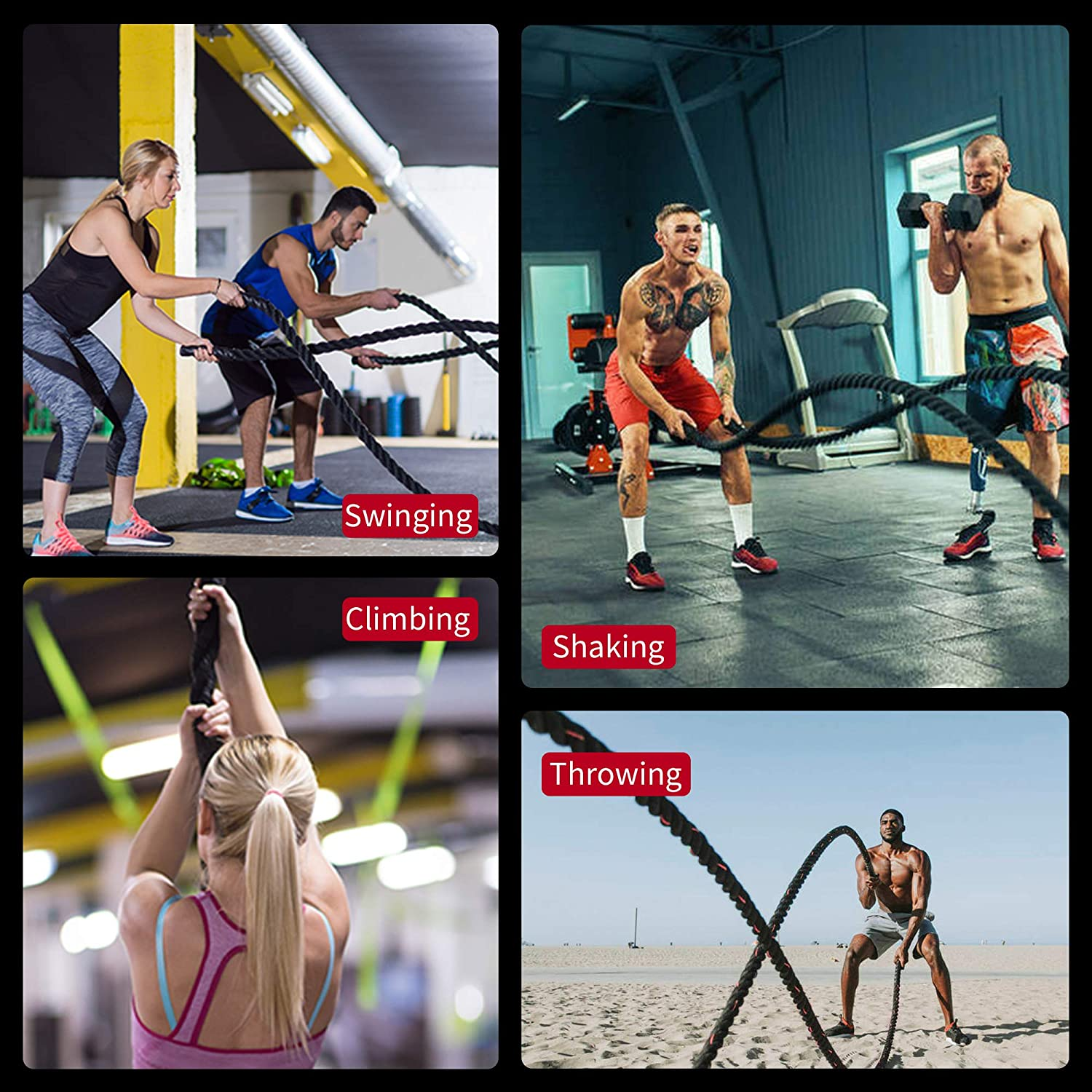 PROIRON 9M /12M Battle Ropes, Battling Rope for Fitness Training Gym, Heavy Exercise Ropes 38Mm, Undulation Rope for Strength Workout