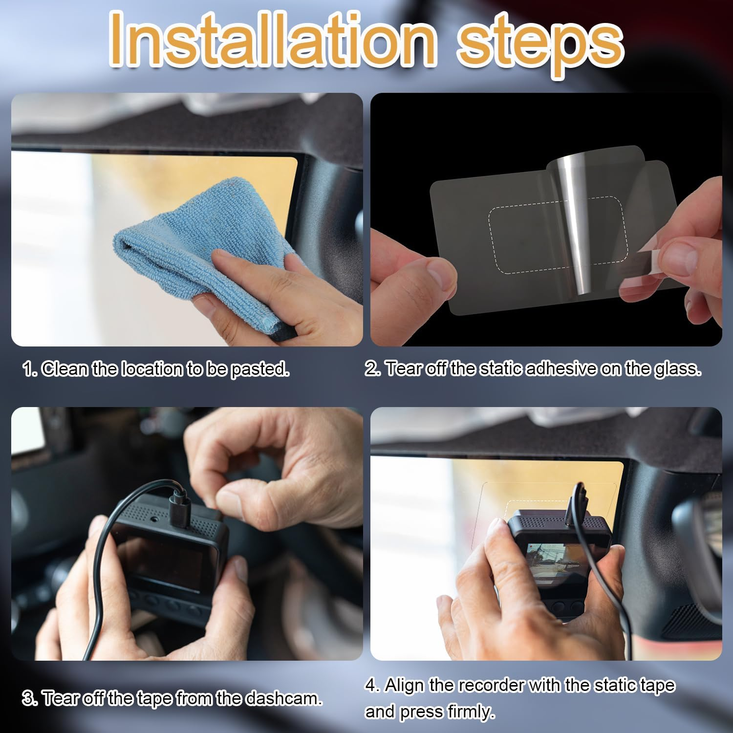 8Pcs Transparent Electrostatic Windshield Dashcam Stickers, PET Material, Weatherproof, Reusable, Glass & Plastic Surface, Car Use image number 6