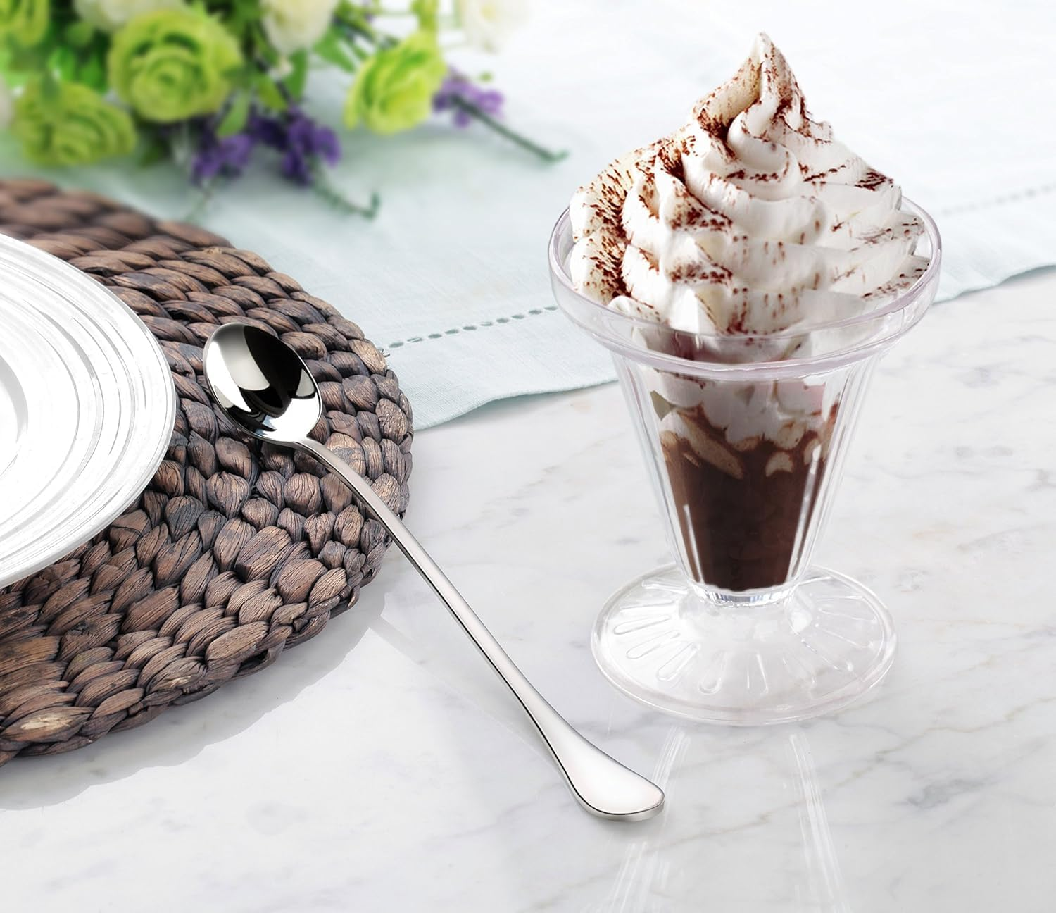 Long-Handled Ice Tea Spoon, Cocktail Stir Spoons, Stainless Steel Coffee Spoons, Ice Cream Scoop Set of 8 image number 4