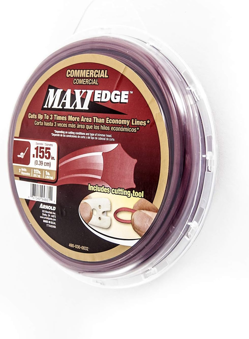 Arnold 490-030-0032 Maxi-Edge Commercial Grade String Trimmer Line with Cutting Tool, Universal Fit, 7 Refills, .155-Inch X 117-Feet image number 2