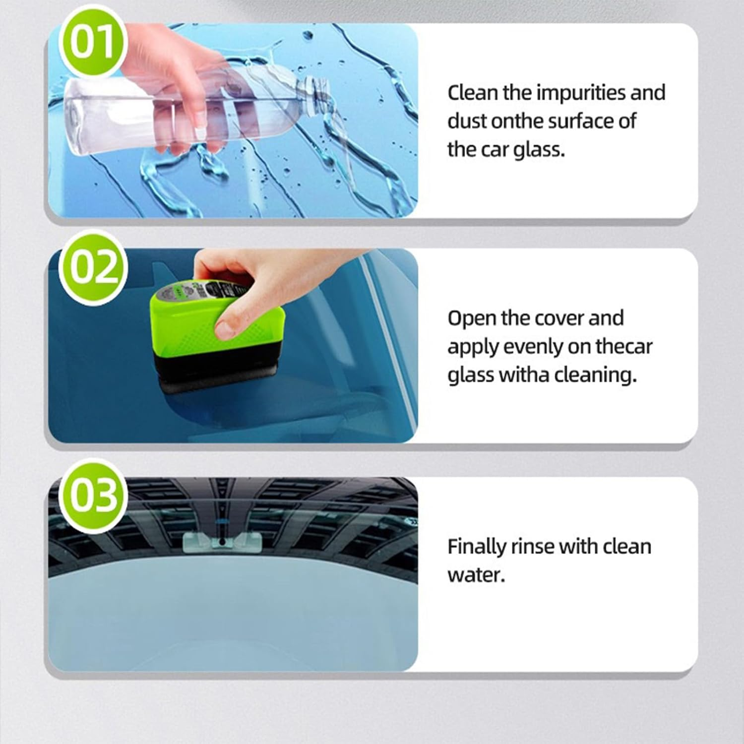 2-Pack Oil Film Cleaning Brush for Car Windshield, Upgraded Glass Cleaner Remover to Enhance Clarity and Visibility, Reusable Automotive Window Cleaning Tool for Rain and Fog Prevention