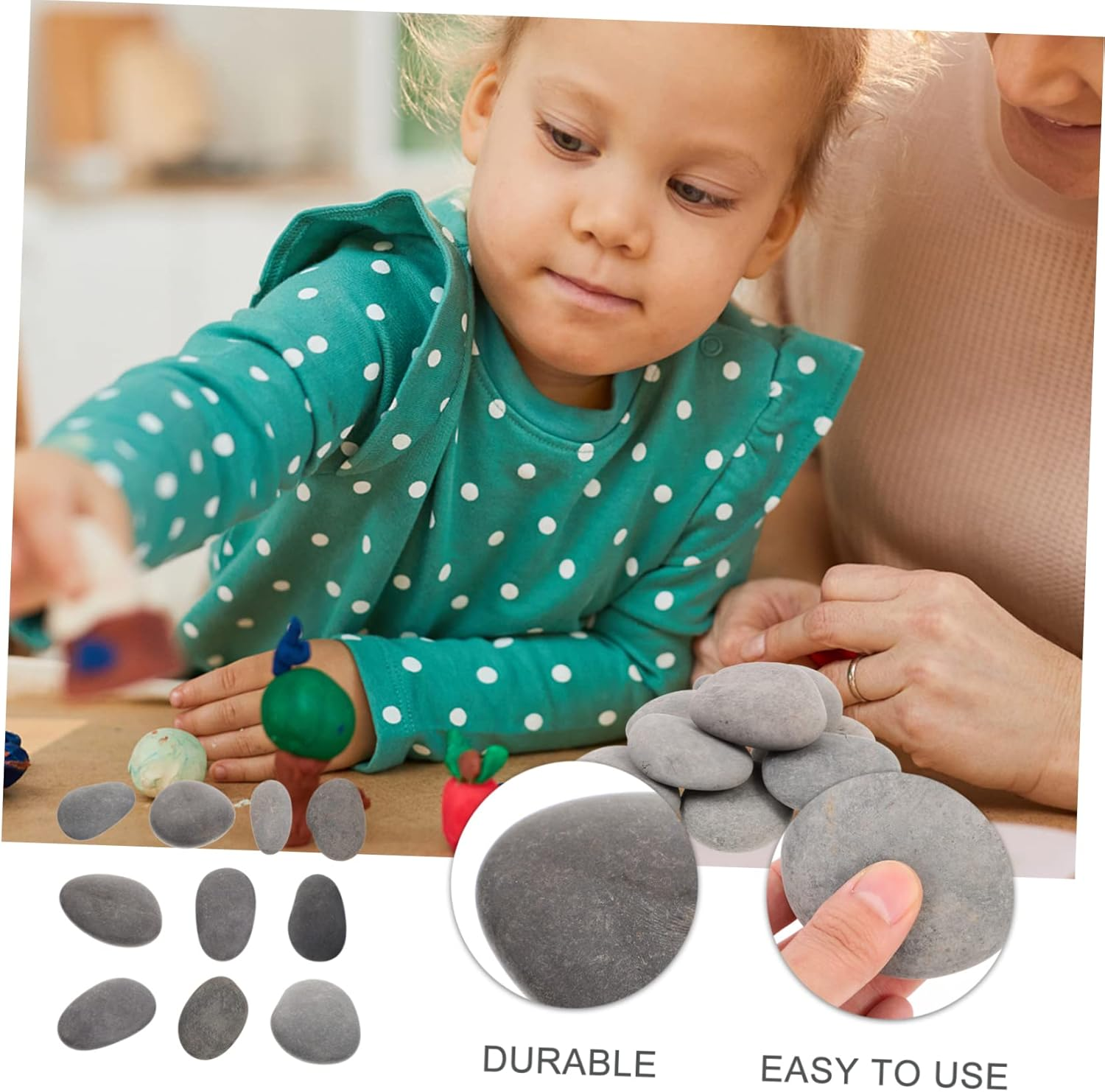 10Pcs DIY Painting Stones for Kids - Creative Flat Rocks for Crafting Safe and Smooth Pebbles for Indoor and Outdoor Decor image number 2