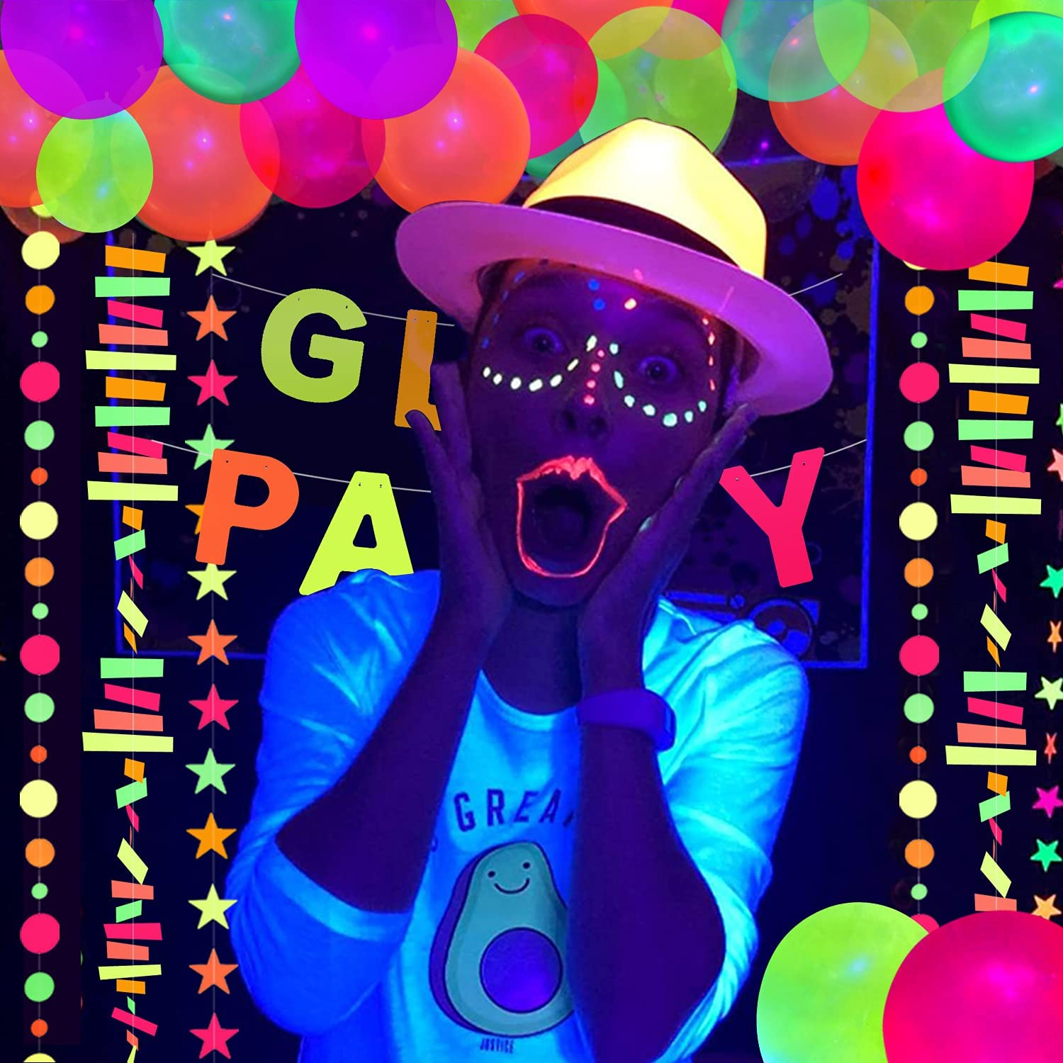 170 Pack UV Glow Balloons 12Inch Neon Blacklight Reactive Latex Balloons Glow in the Dark Fluorescent Helium Balloon for Kids Birthday Decorations Wedding Glow Party Black Light Luminous Balloons