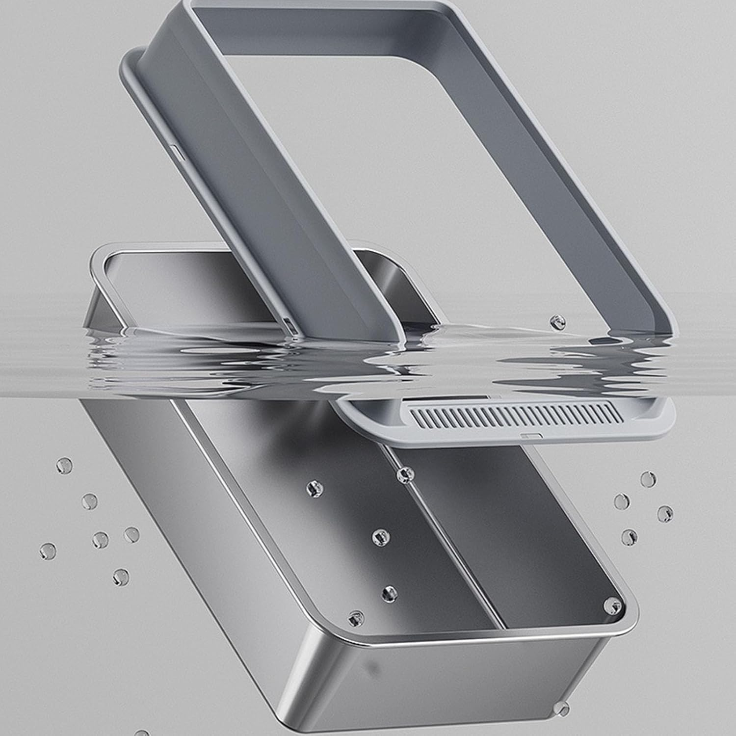 Stainless Steel Cat Litter Box, Semi Enclosed High Sided Large Kitty Litter Box anti Urine Leakage Easy Cleaning Non Sticky Covered Litter Box with Lids and Scoop for Big (Large) image number 5