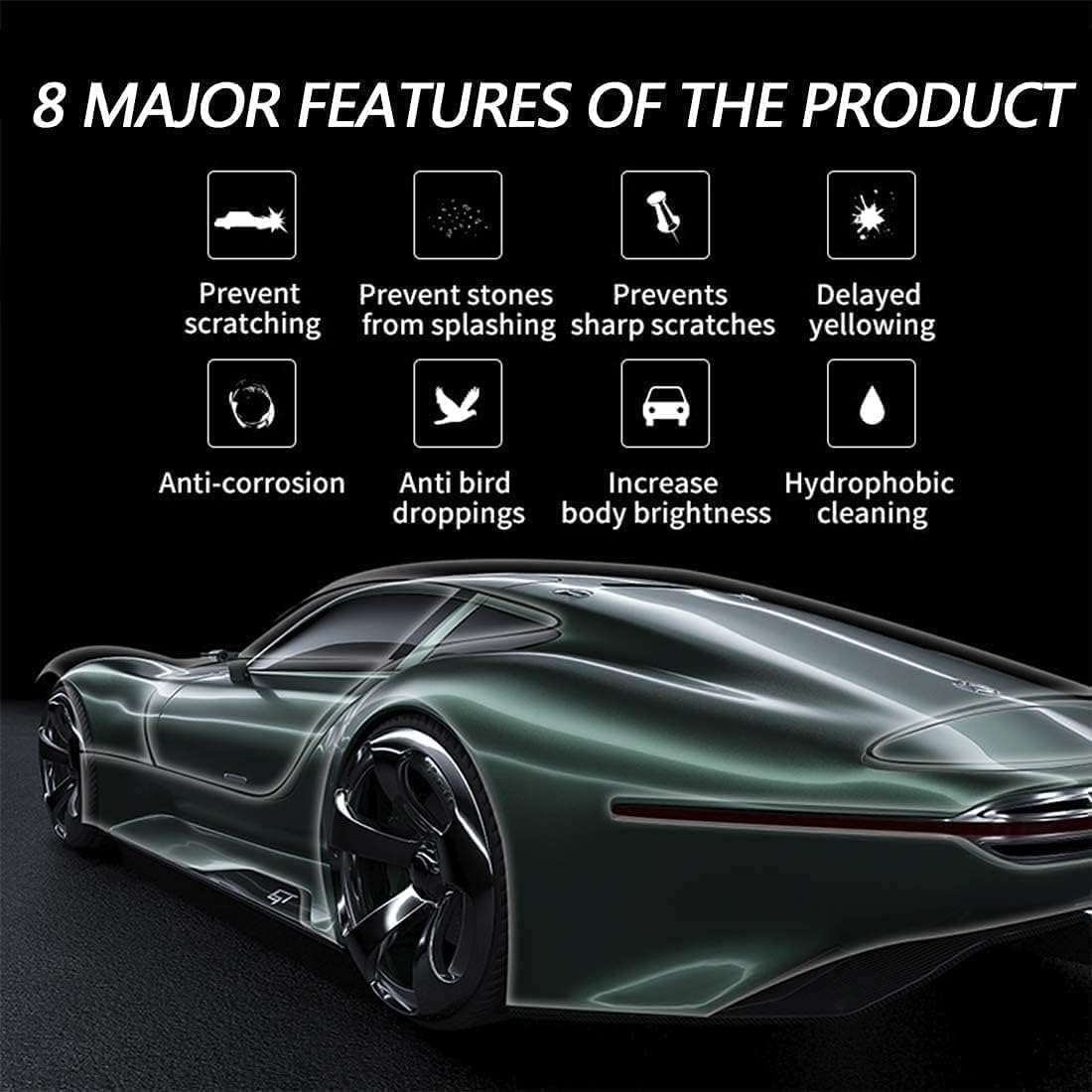 Clear Protective Vinyl Wrap Guard Film, Clear Gloss Paint Protection Bulk Film, Transparent Self Adhesive Film Wrap Roll without Bubble for Moto, Car DIY Interior (30Cm X 300Cm) image number 3