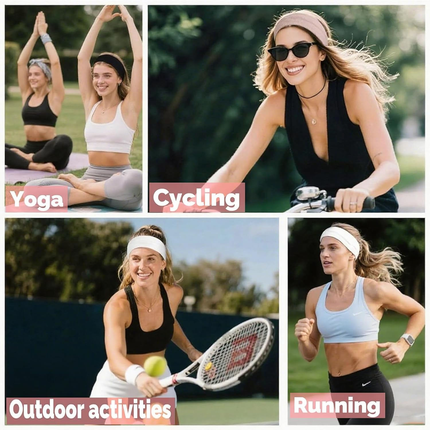 8Pack Wide Headbands for Women, Non- Slip Thick Boho Headbands for Yoga, Workout, Running, Sports, Gym, Tennis, Daily Use Hair Fashion Accessories, Soft Stretchy Cotton Hair Bands (Color01, 8 PCS) image number 3