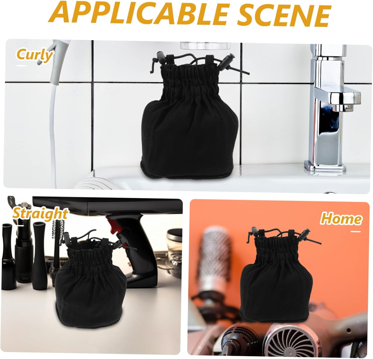 Universal Hair Dryer Sock Mesh Diffuser Cover Silver Portable Blow Dryer Organizer for Salon Home Travel Hair Styling and Drying Accessories image number 5