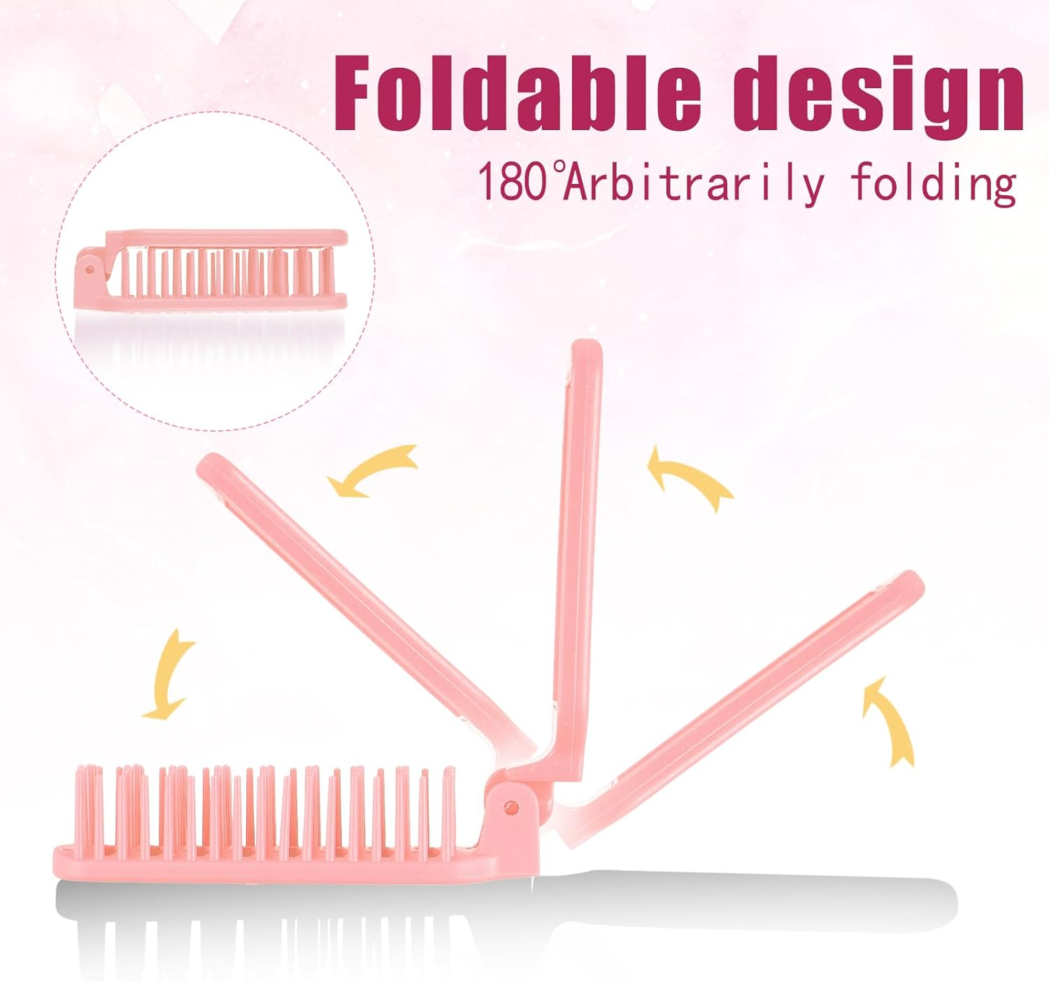 Travel Mini Folding Hairbrush with Mirror - Collapsable Pocket Size Scalp Massage Comb Compact Vent Brush - Wet Hairbrush Detangling Brush for Gym, Purse, Swimming image number 5