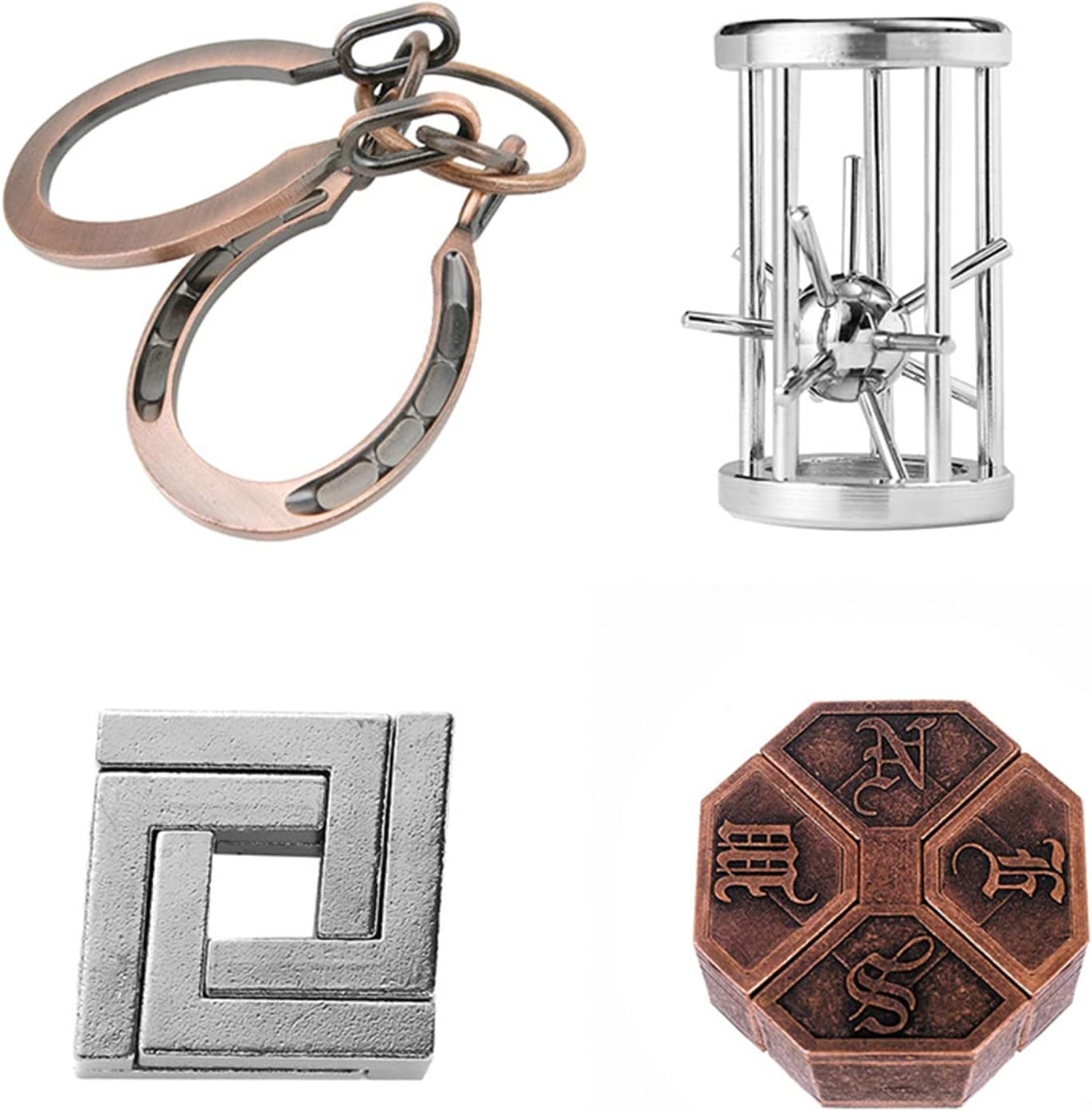 Roseflower 15 Pcs IQ Test Puzzle Brain Teaser Metal Wire Puzzles Mind Game Educational Toys Disentanglement Unlock Interlock Game Magics Trick Toy for Party Favor Kids Adults Challenge Interlock Game